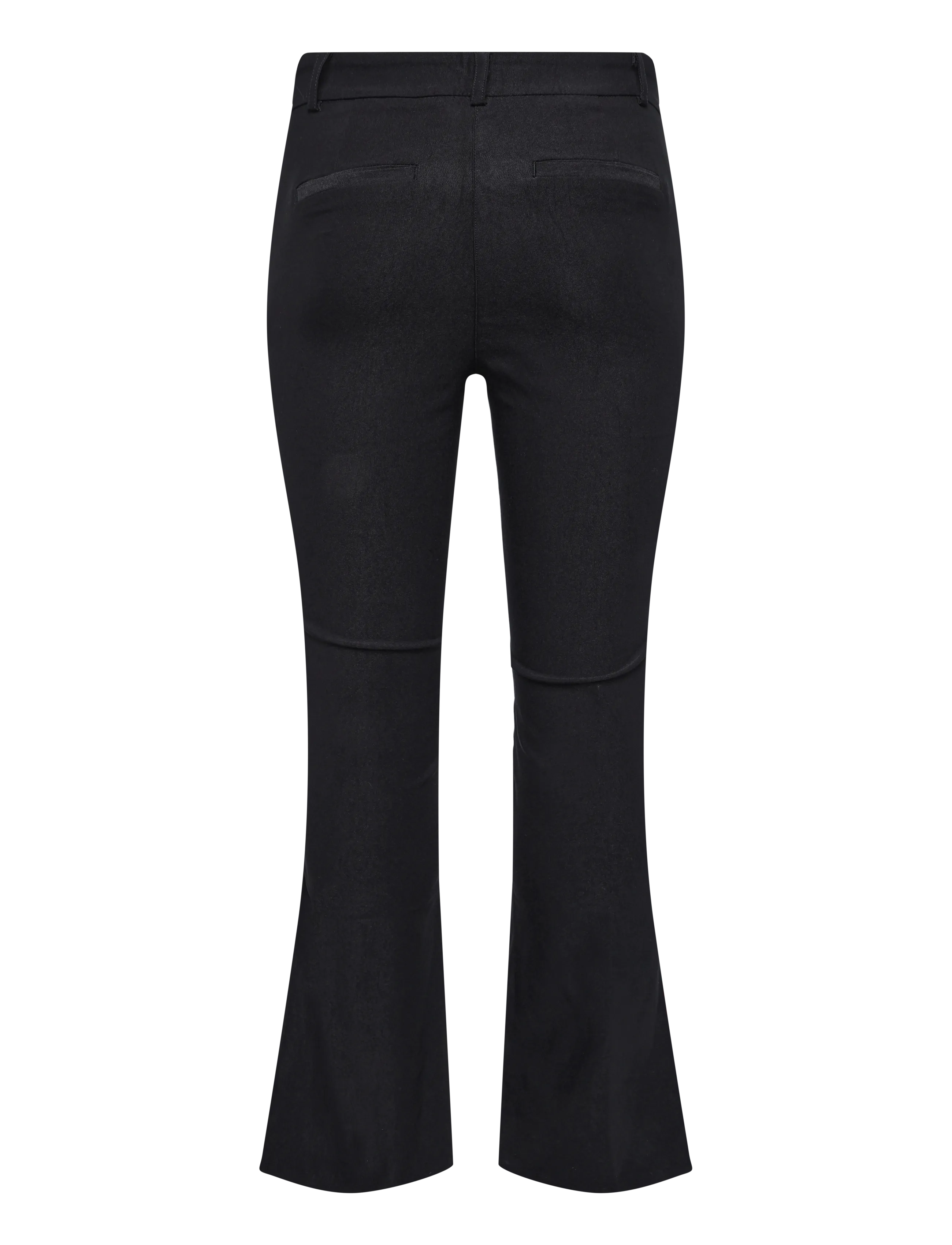 Bubbleroom - Mid Waist Stretchy Flared Slit Trousers - schlaghosen - black - 2