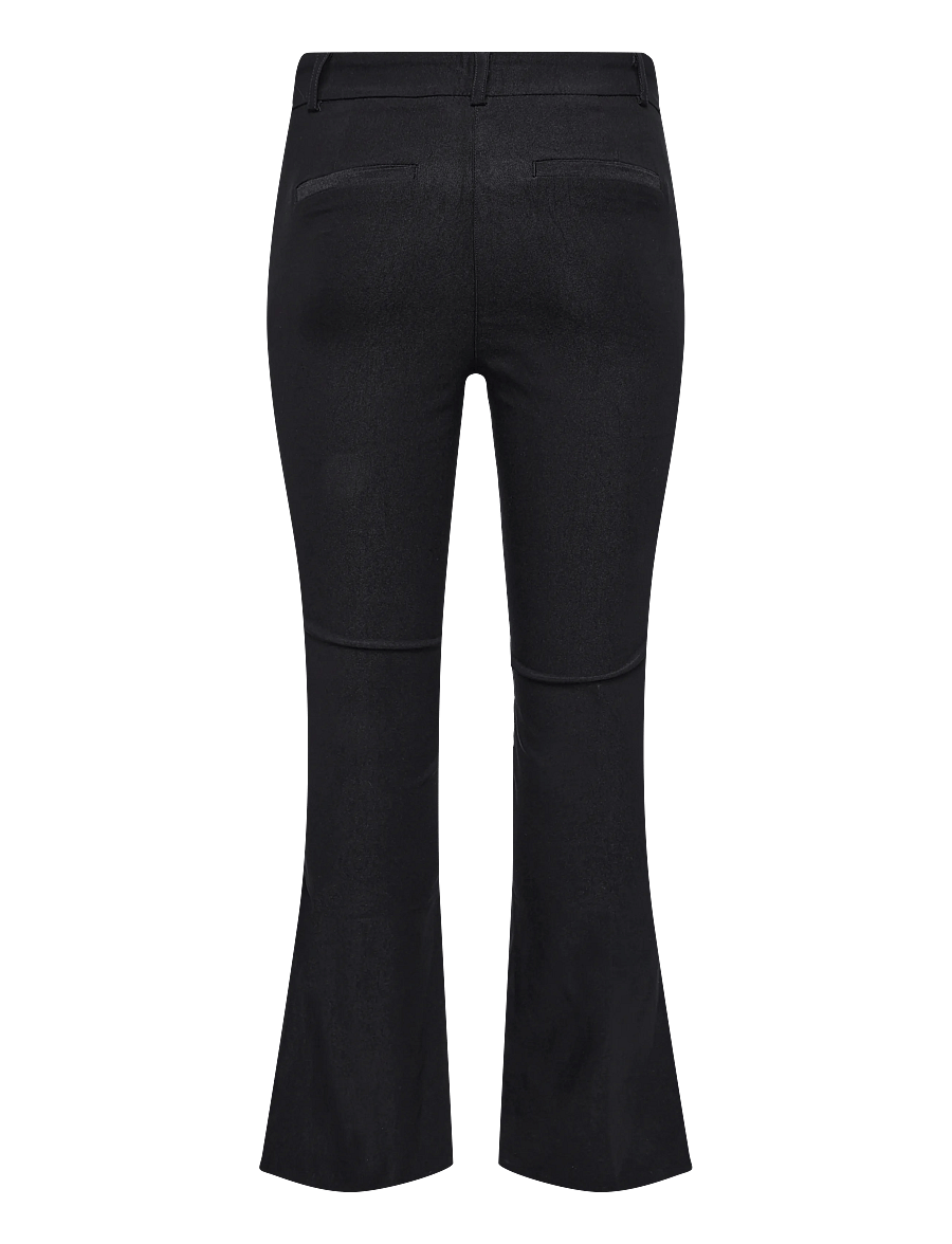 Bubbleroom - Mid Waist Stretchy Flared Slit Trousers - schlaghosen - black - 2