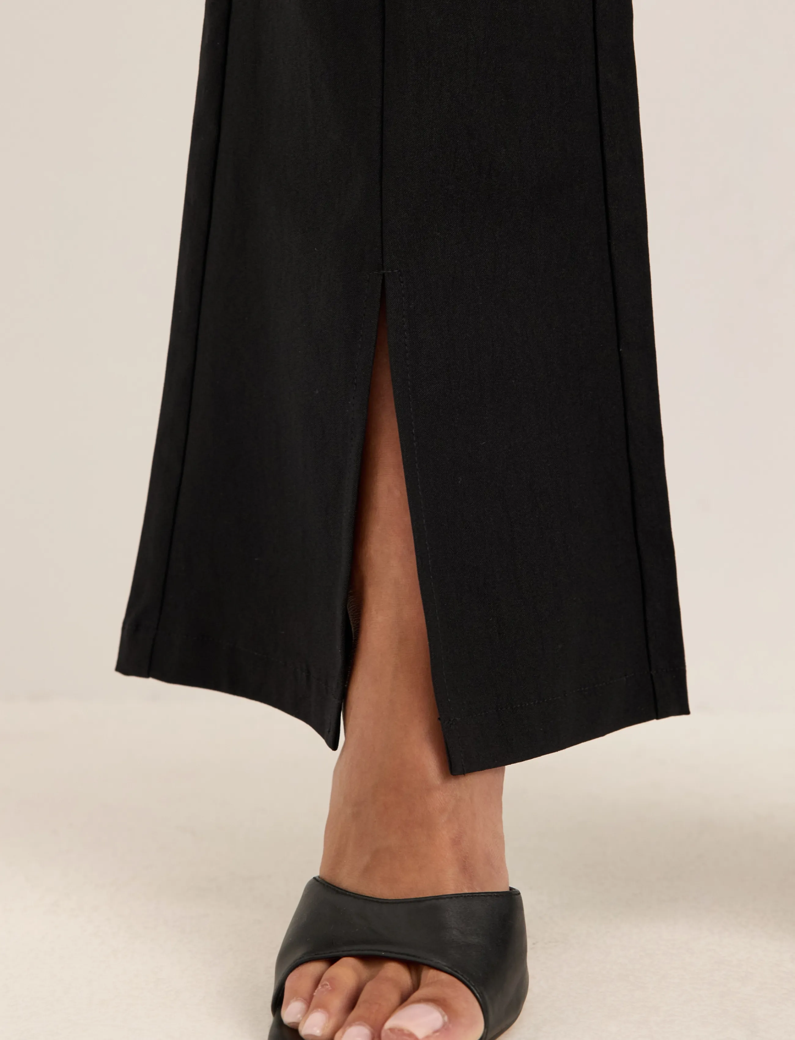 BUBBLEROOM Mid Waist Stretchy Flared Slit Trousers cargobyxor dam – bild 5