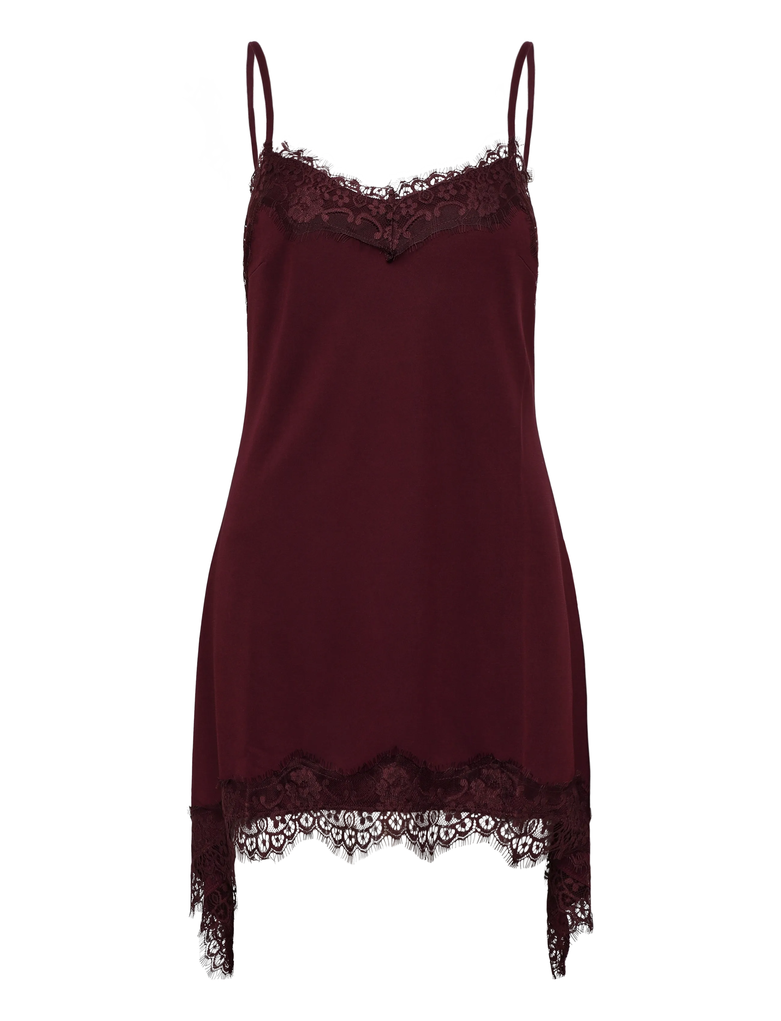 Bubbleroom - Lace Detail Singlet - sleeveless blouses - dark wine-red - 1