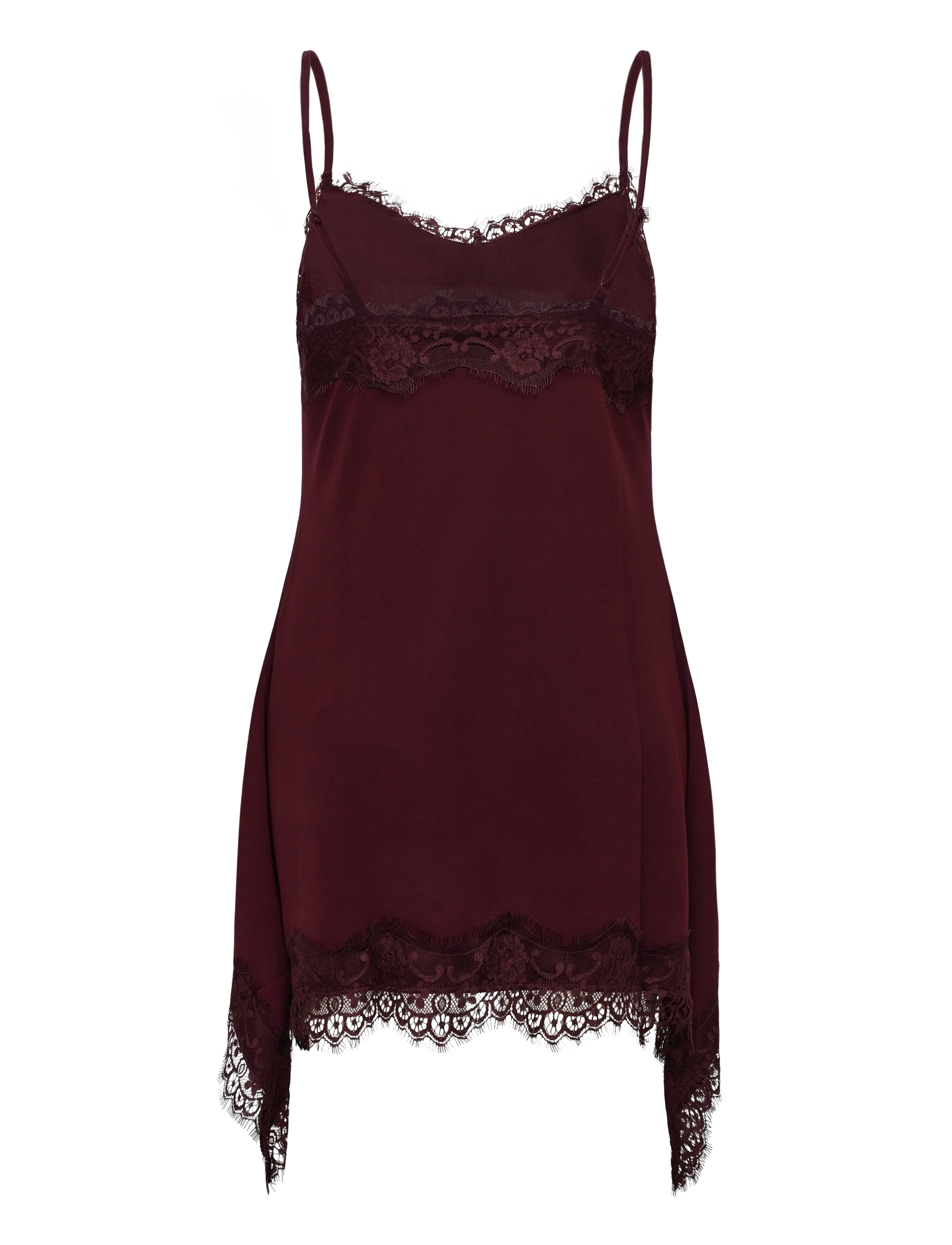 Bubbleroom - Lace Detail Singlet - sleeveless blouses - dark wine-red - 2