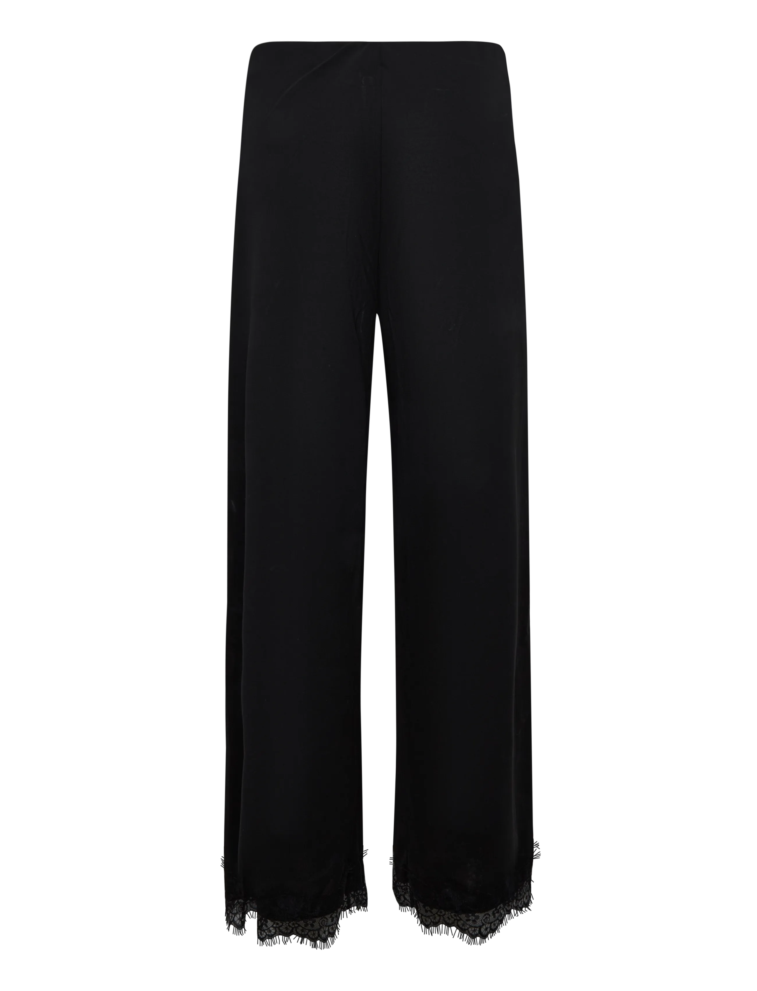Bubbleroom - Lace Detail Trousers - laia säärega püksid - black - 2
