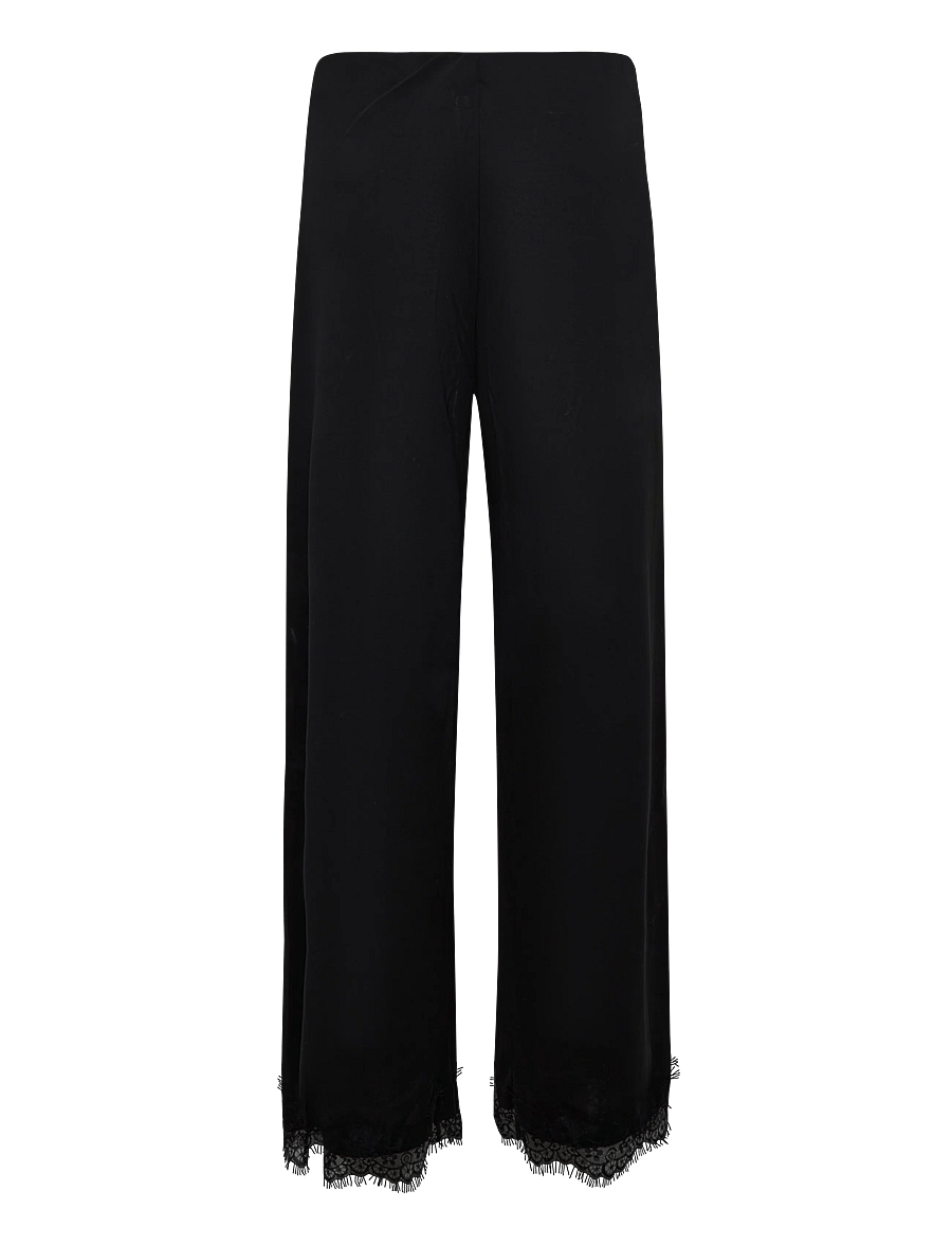 Bubbleroom - Lace Detail Trousers - laia säärega püksid - black - 2