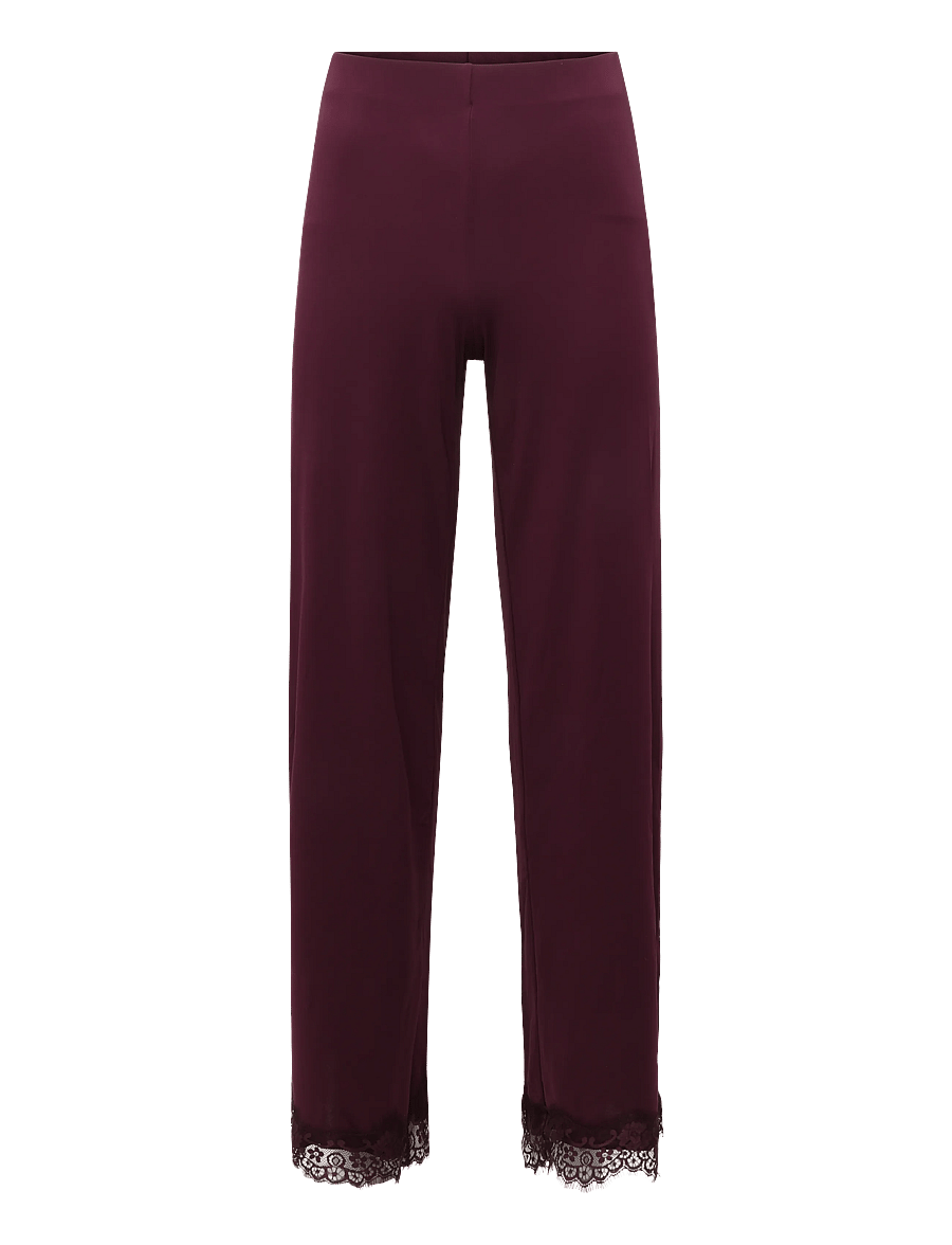 Bubbleroom - Lace Detail Trousers - hosen mit weitem bein - dark wine-red - 1