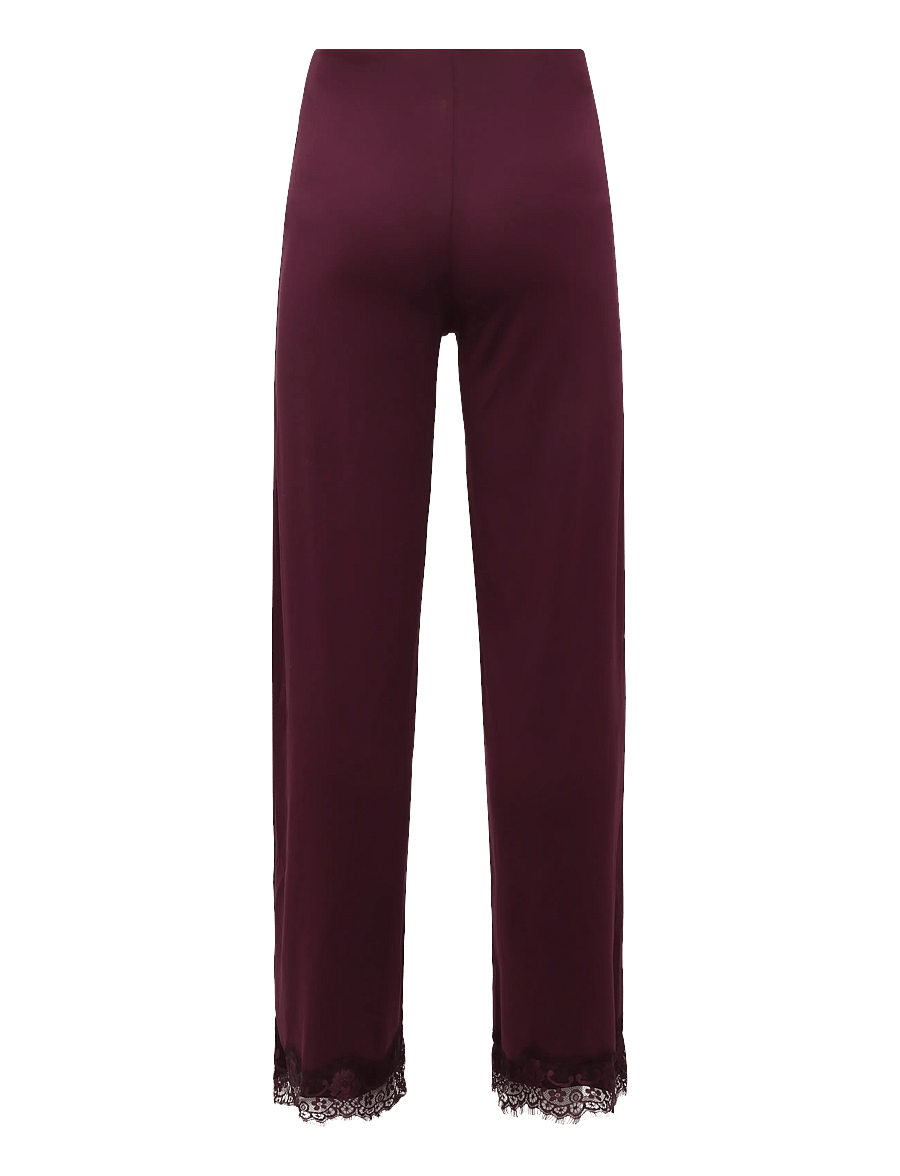 Bubbleroom - Lace Detail Trousers - hosen mit weitem bein - dark wine-red - 2