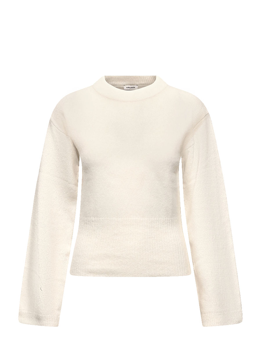Bubbleroom - Knitted Wool Blend Wide Sleeve Sweater - pullover - cream - 1
