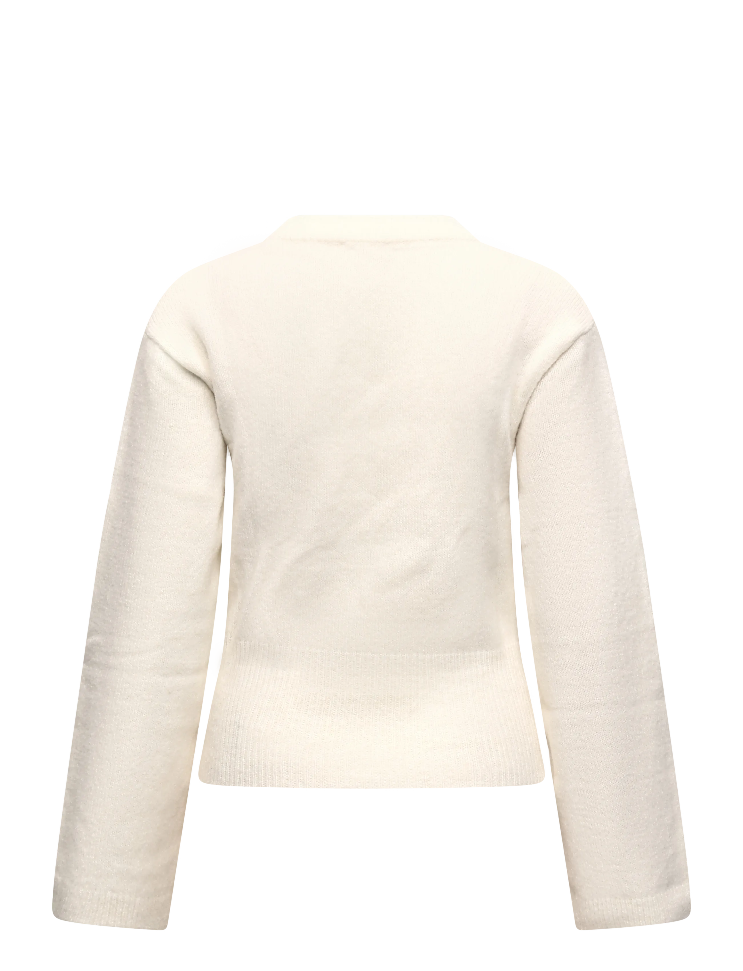 Bubbleroom - Knitted Wool Blend Wide Sleeve Sweater - pullover - cream - 2