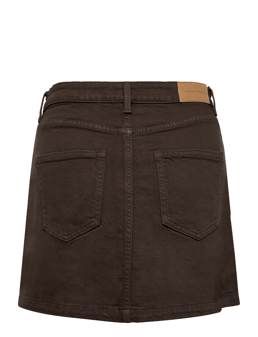 Bubbleroom - Denim Button Mini Skirt - teksaseelikud - brown - 2