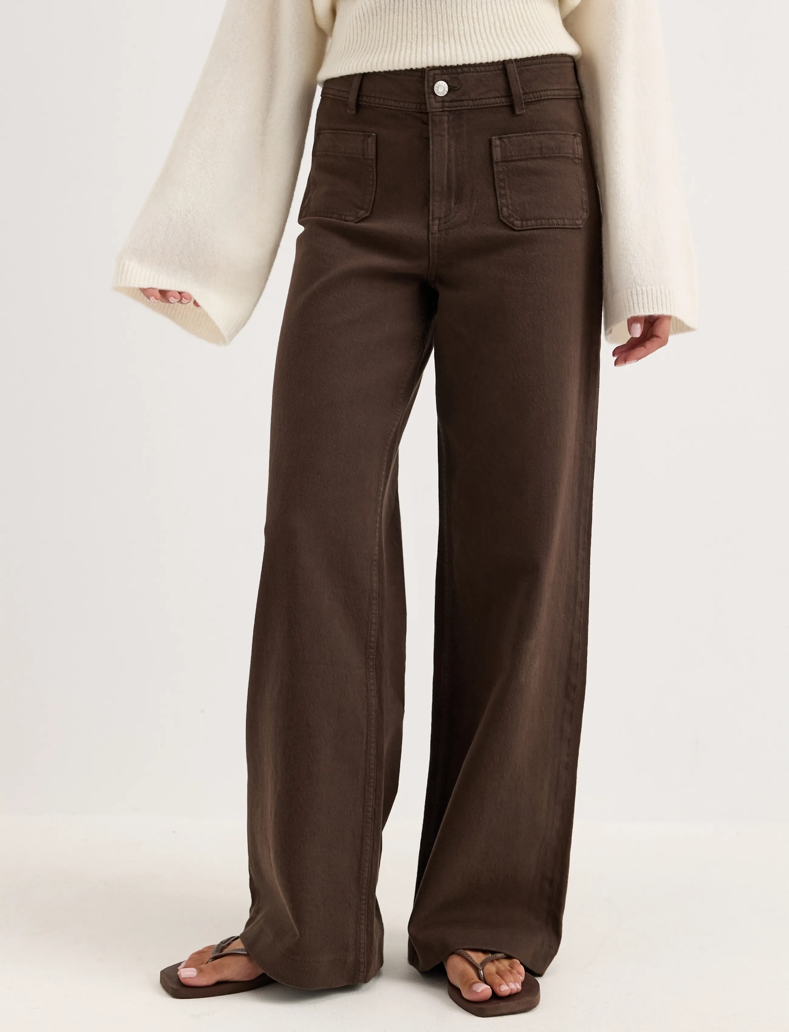 Bubbleroom Frankie Front Pocket Jeans - Riided - BROWN / brown
