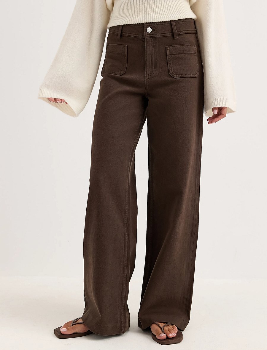 Bubbleroom - Frankie Front Pocket Jeans - alt laiad teksad - brown - 0