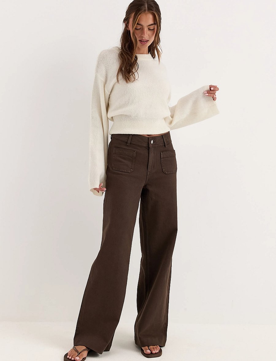 Bubbleroom - Frankie Front Pocket Jeans - alt laiad teksad - brown - 5