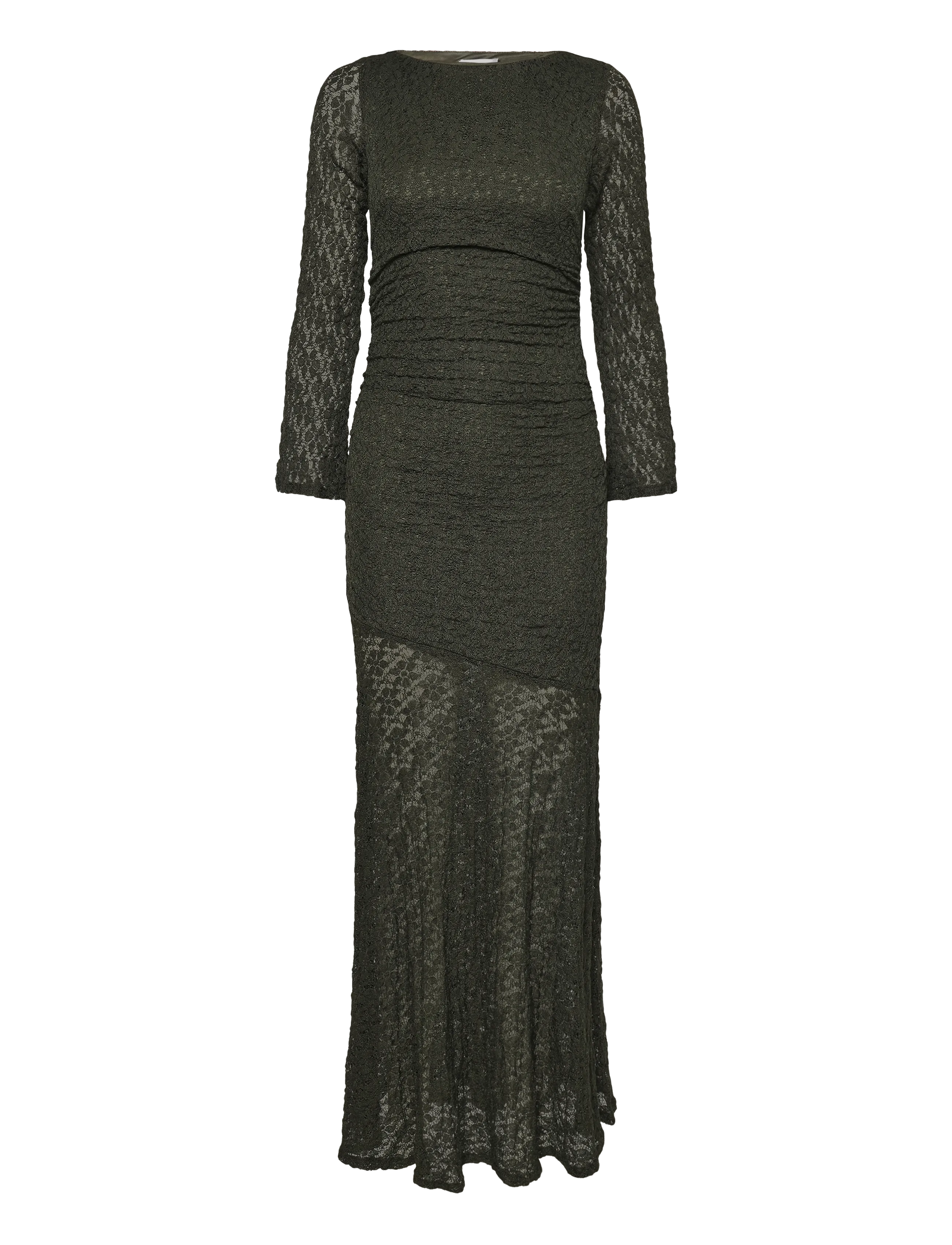 Bubbleroom - Long Sleeve Lace Maxi Dress - dark green - 1