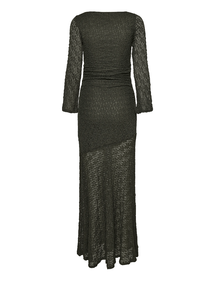 Bubbleroom - Long Sleeve Lace Maxi Dress - dark green - 2
