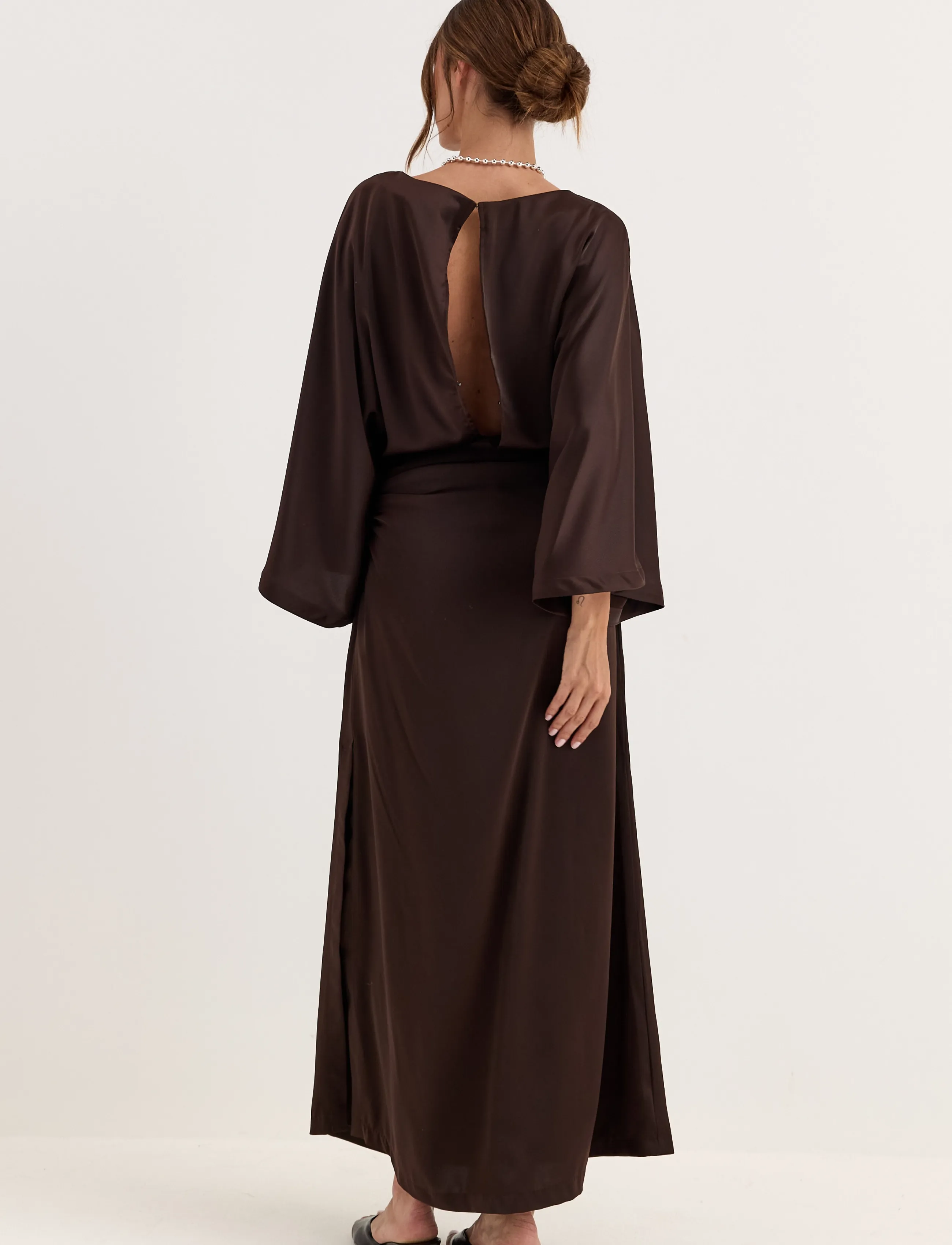 Kimono Sleeve Satin Maxi Dress 4