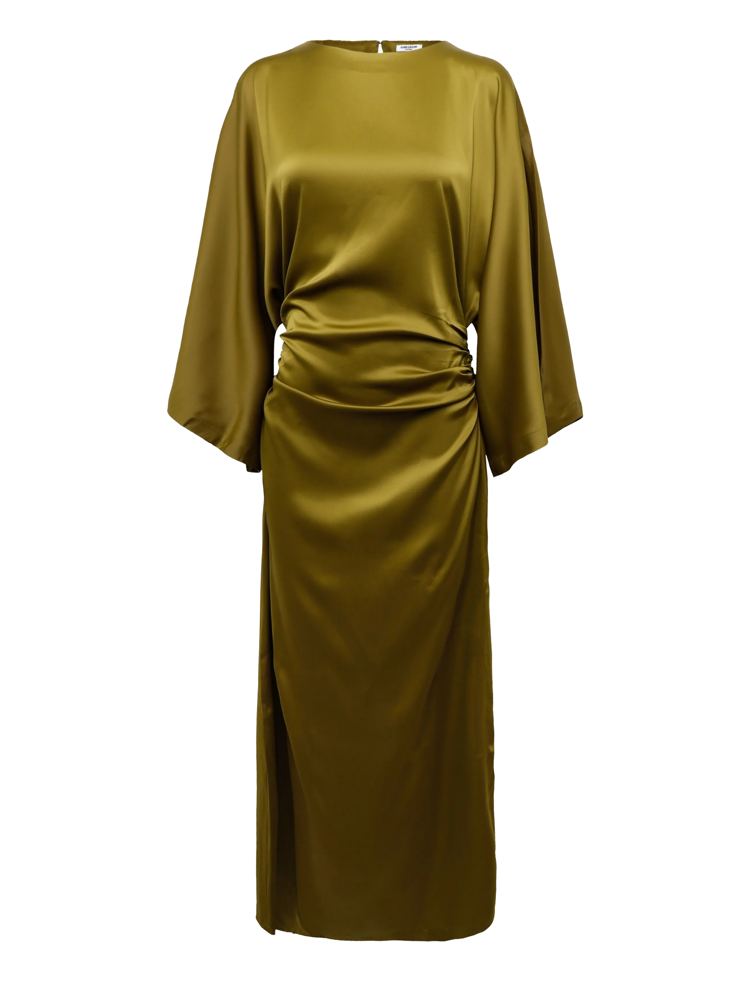 Bubbleroom - Kimono Sleeve Satin Maxi Dress - olive green - 1