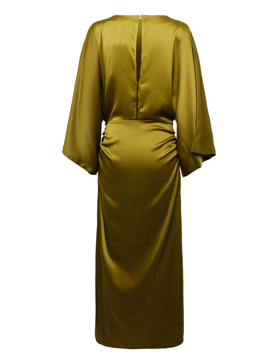 Bubbleroom - Kimono Sleeve Satin Maxi Dress - abendkleider - olive green - 2