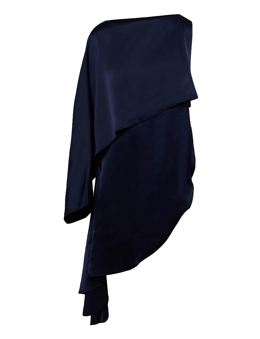 Bubbleroom - Asymmetric One Shoulder Satin Top - speciella tillfällen - navy - 1