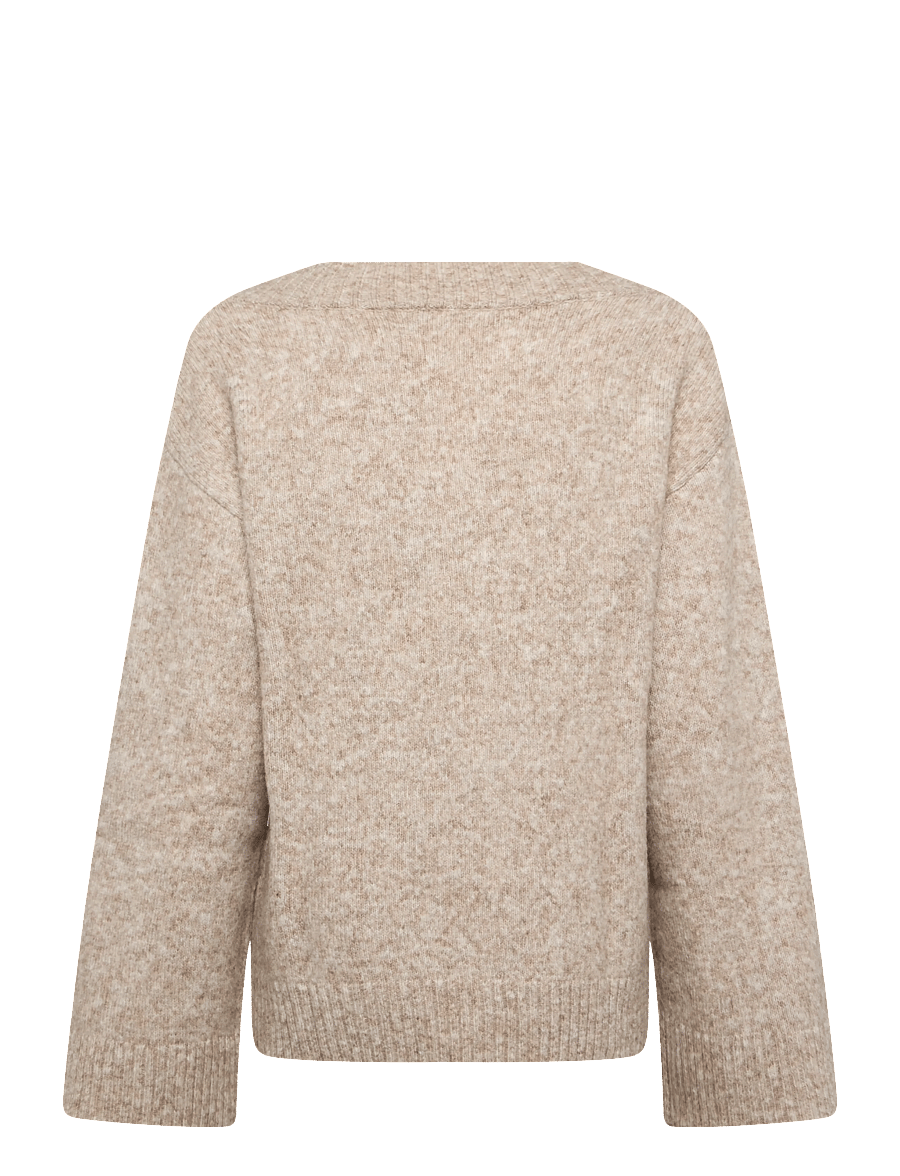Bubbleroom - Knitted V-neck Sweater - pullover - beige melange - 2