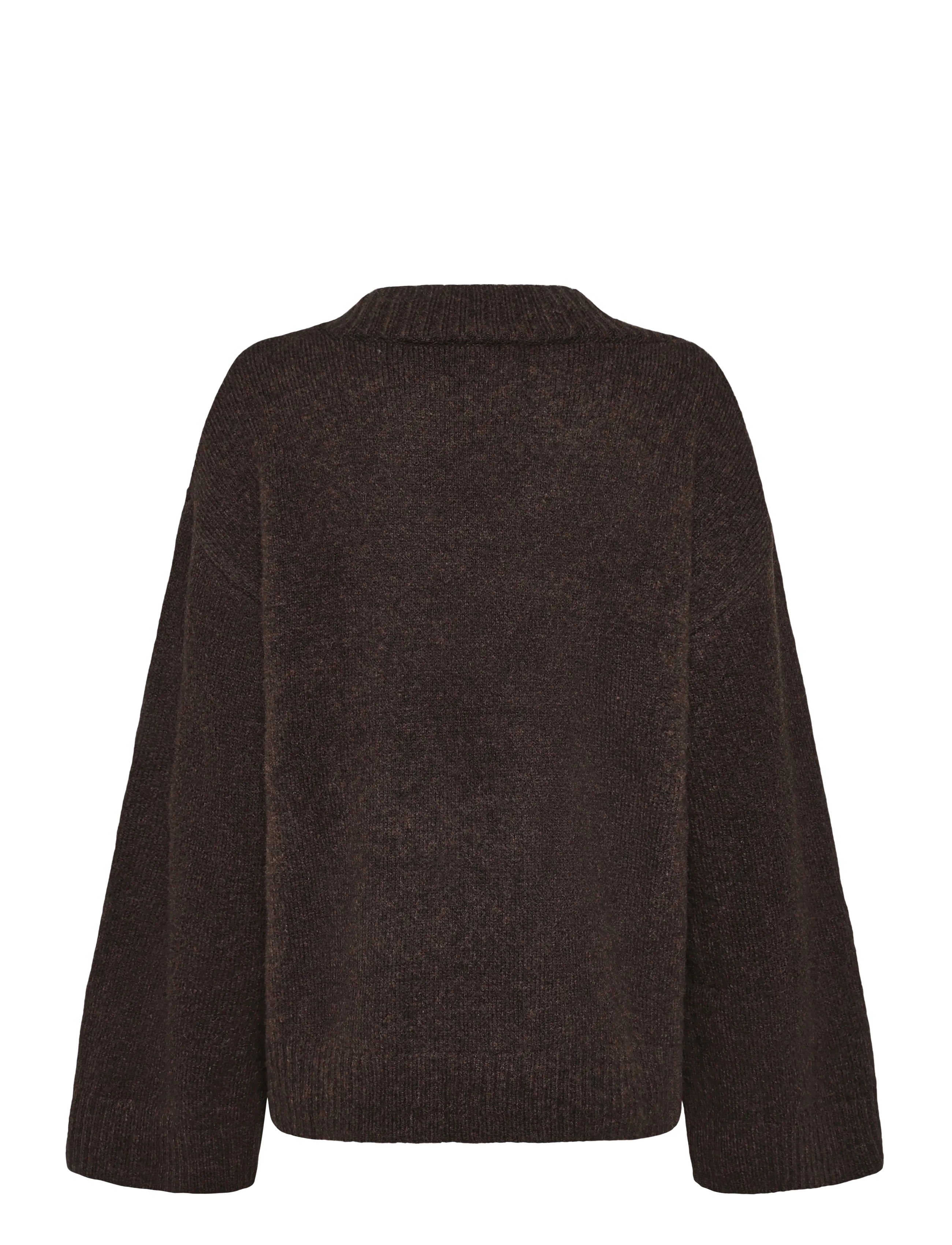 Bubbleroom - Knitted V-neck Sweater - kampsunid - dark brown - 2
