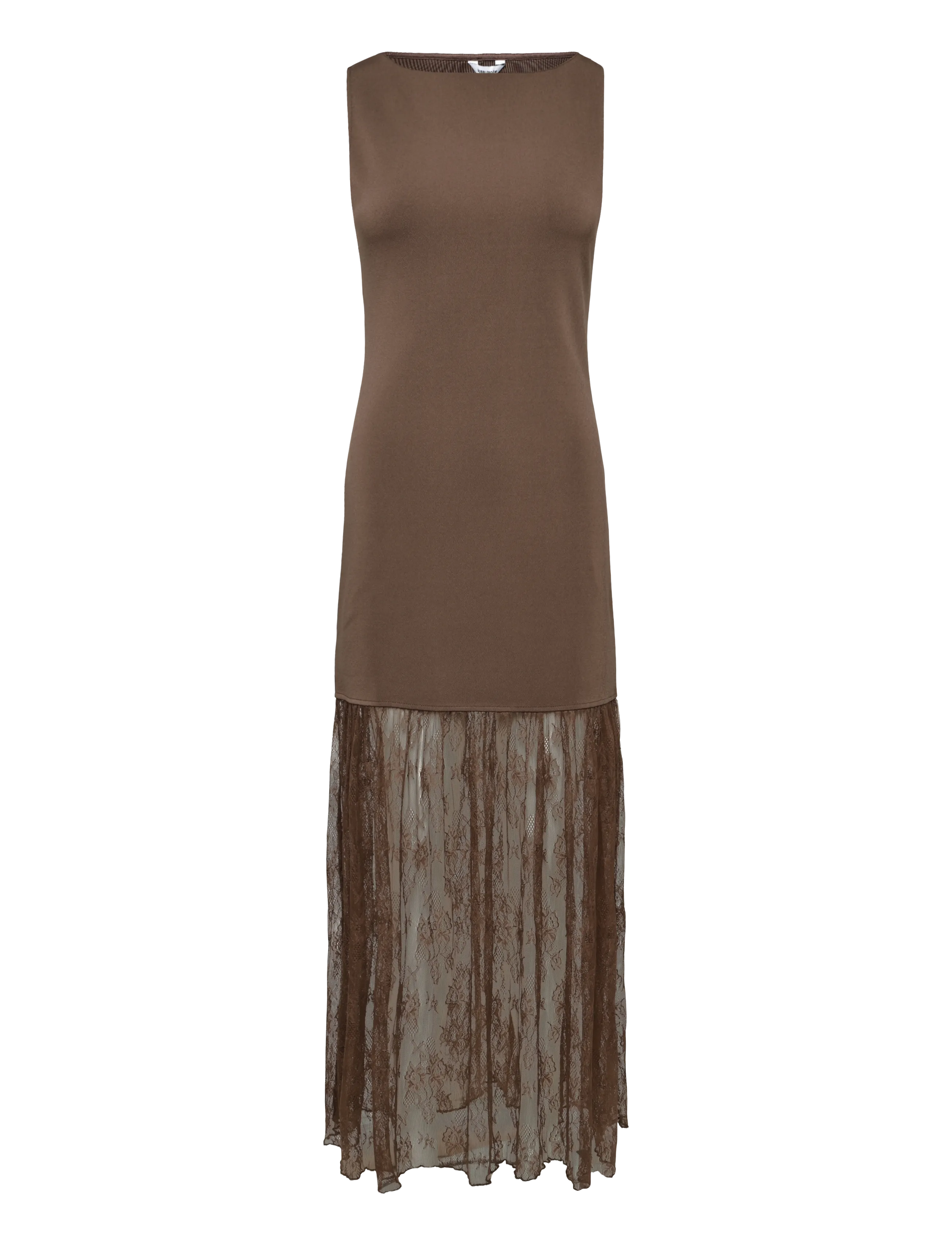 Bubbleroom - Combined Lace Maxi Dress - etuikleider - brown - 1