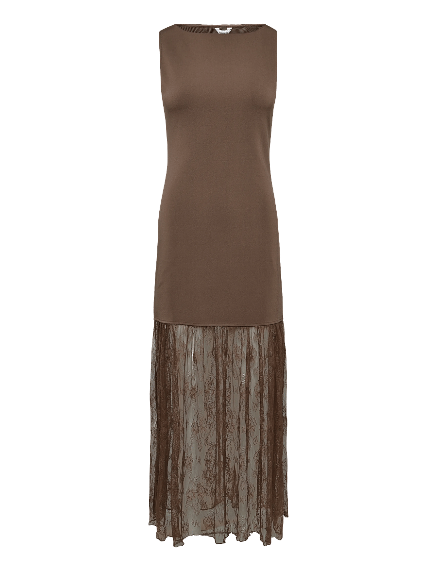 Bubbleroom - Combined Lace Maxi Dress - etuikleider - brown - 1