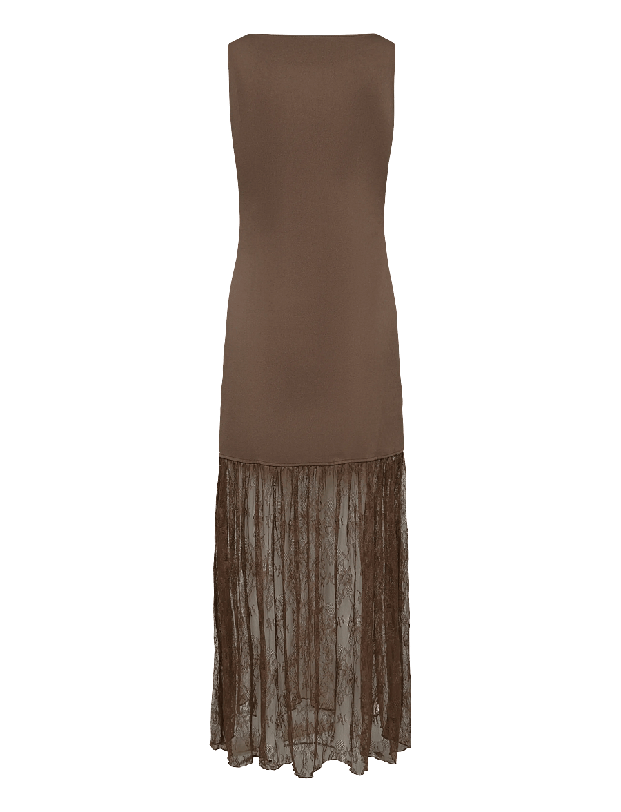 Bubbleroom - Combined Lace Maxi Dress - etuikleider - brown - 2