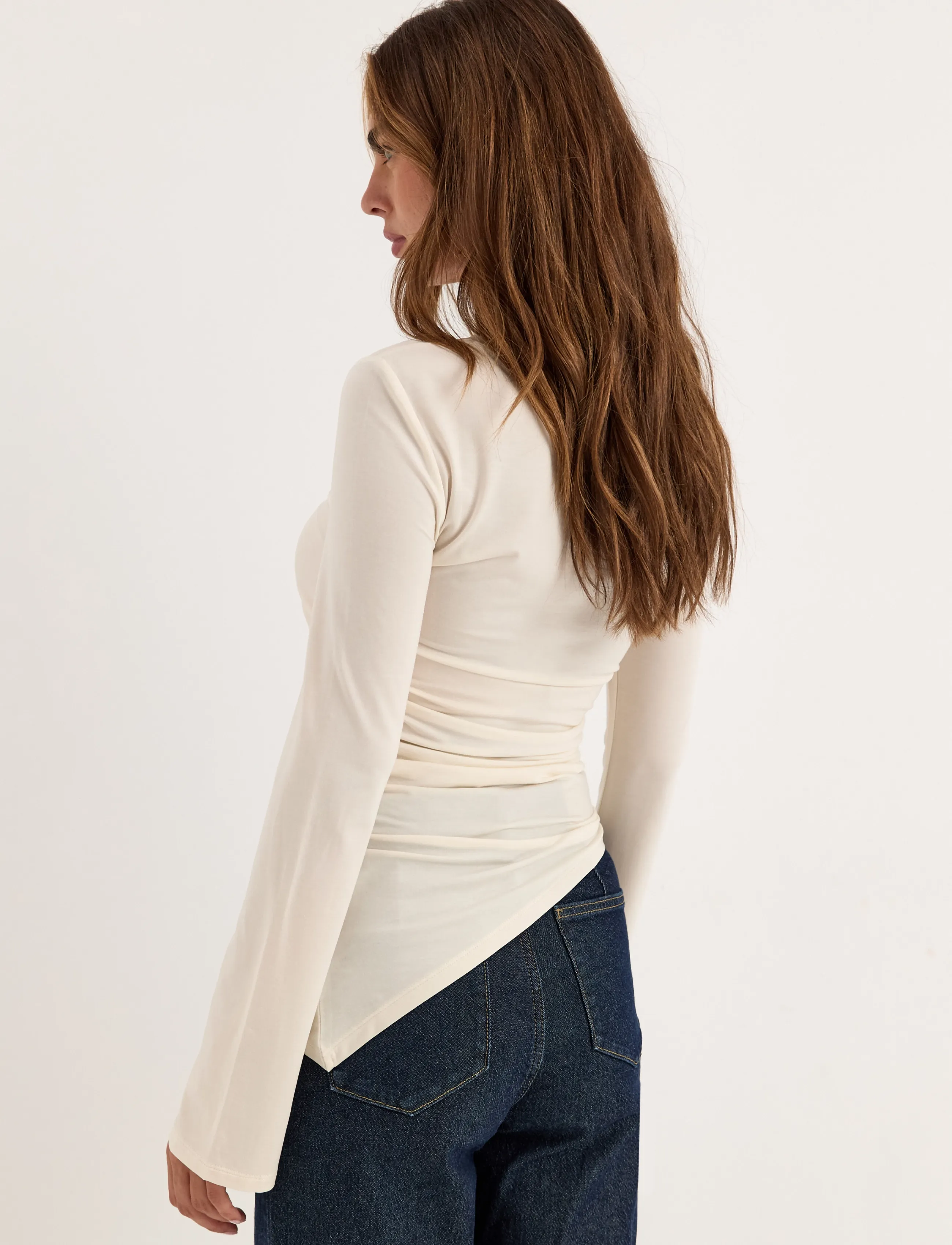 Bubbleroom - Asymmetric Long Sleeve Top - pullover - cream - 5