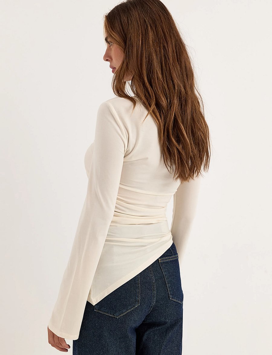 Bubbleroom - Asymmetric Long Sleeve Top - pullover - cream - 5