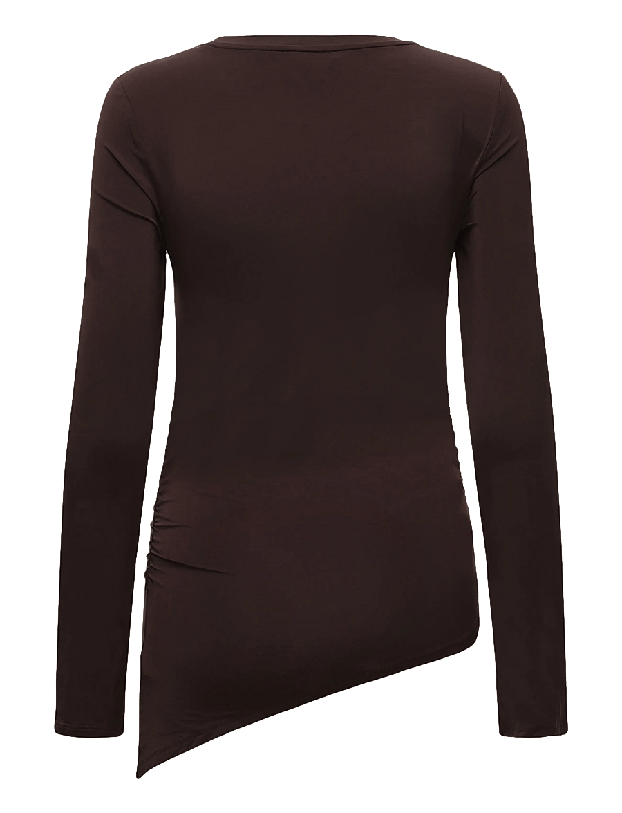 Bubbleroom - Asymmetric Long Sleeve Top - pullover - dark brown - 2