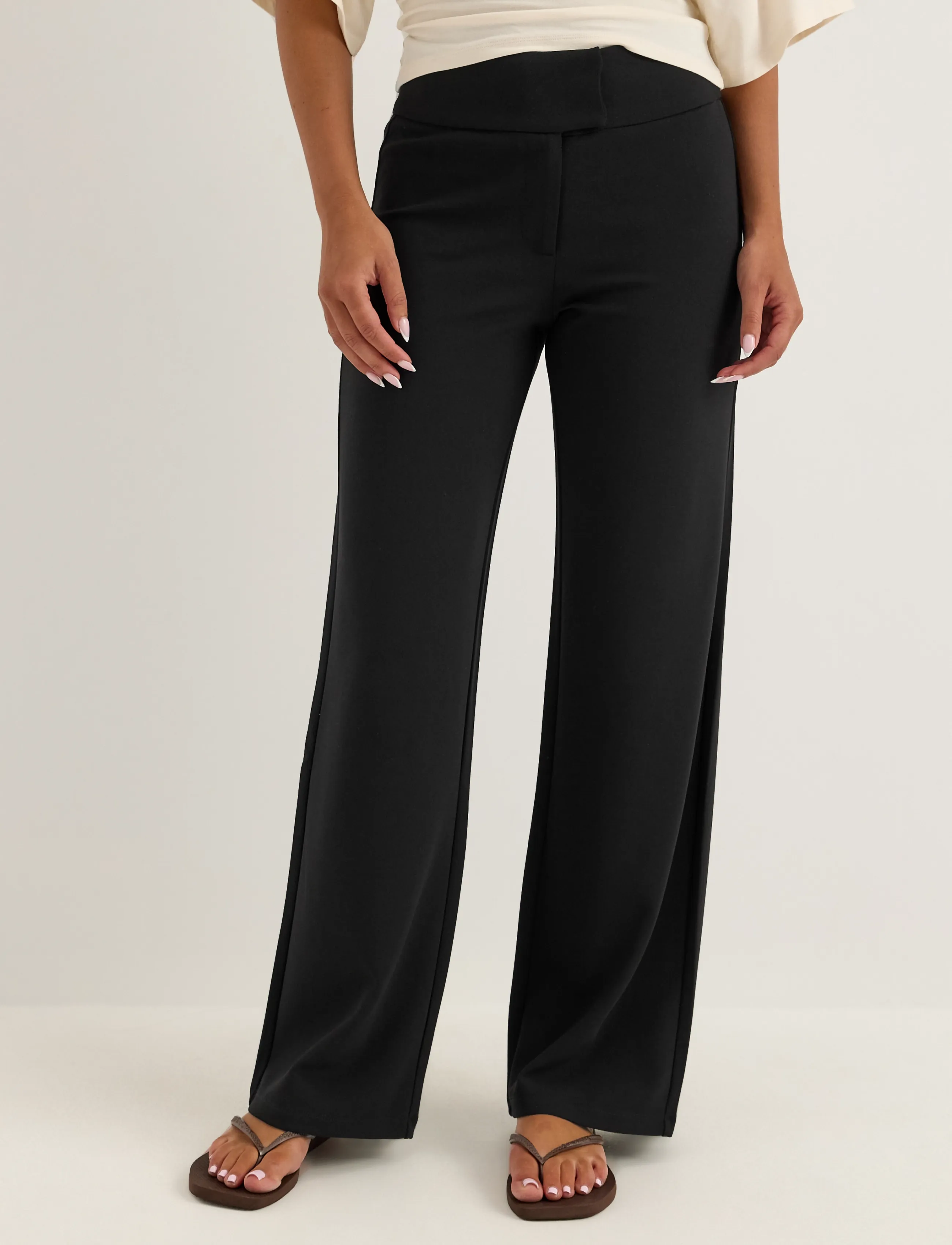 Bubbleroom - Soft Suit Wide Trousers - hosen mit weitem bein - black - 3
