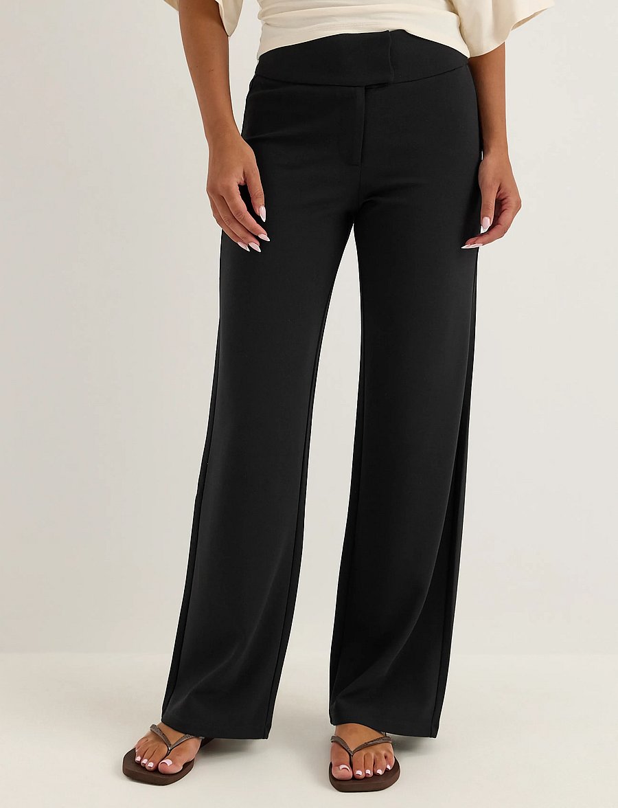 Bubbleroom - Soft Suit Wide Trousers - hosen mit weitem bein - black - 3