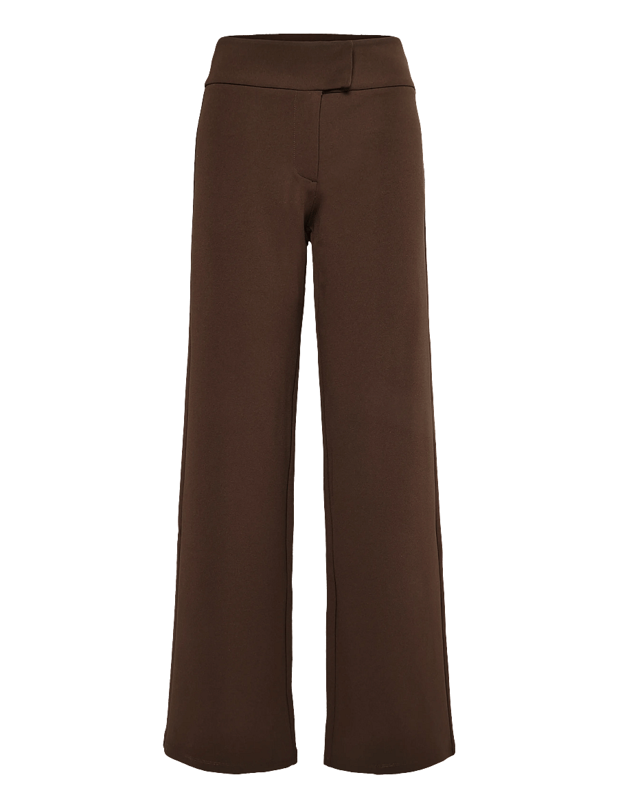 Bubbleroom - Soft Suit Wide Trousers - laia säärega püksid - dark brown - 1
