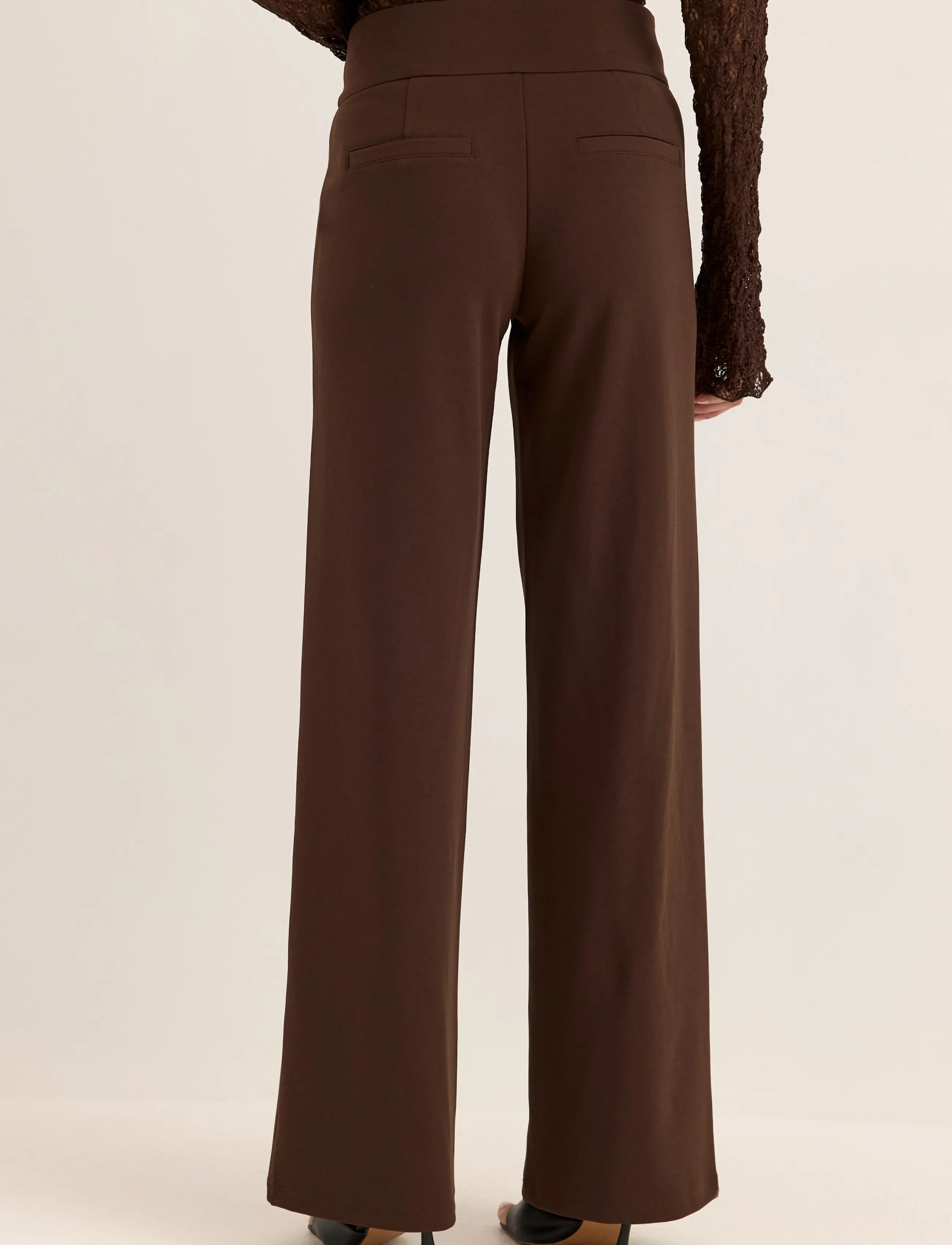 Bubbleroom - Soft Suit Wide Trousers - laia säärega püksid - dark brown - 3