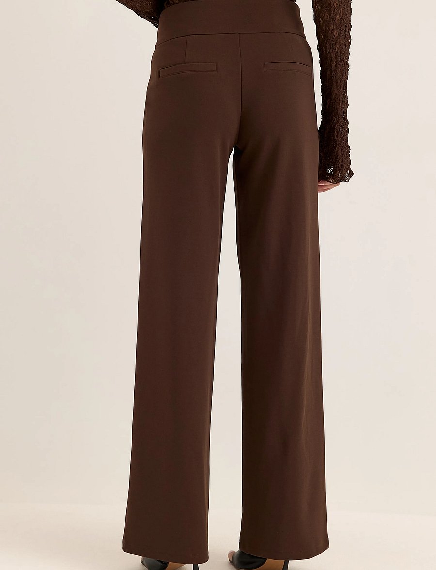 Bubbleroom - Soft Suit Wide Trousers - laia säärega püksid - dark brown - 3
