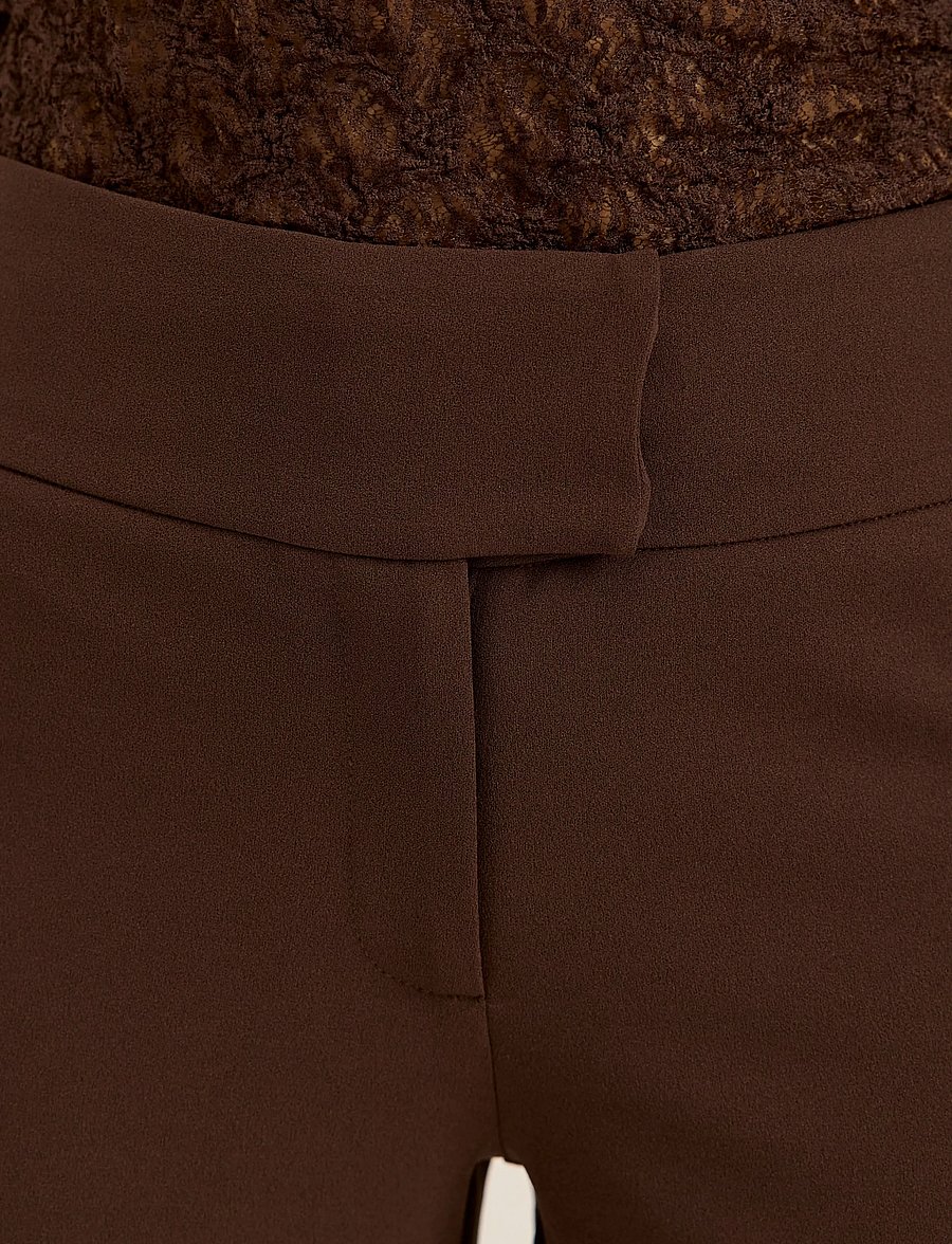 Bubbleroom - Soft Suit Wide Trousers - laia säärega püksid - dark brown - 5