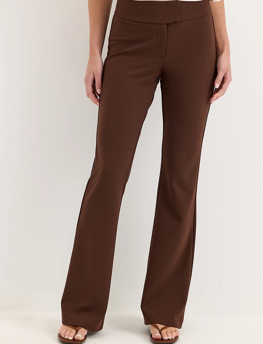 Bubbleroom - Soft Suit Flared Trousers - schlaghosen - dark brown - 0