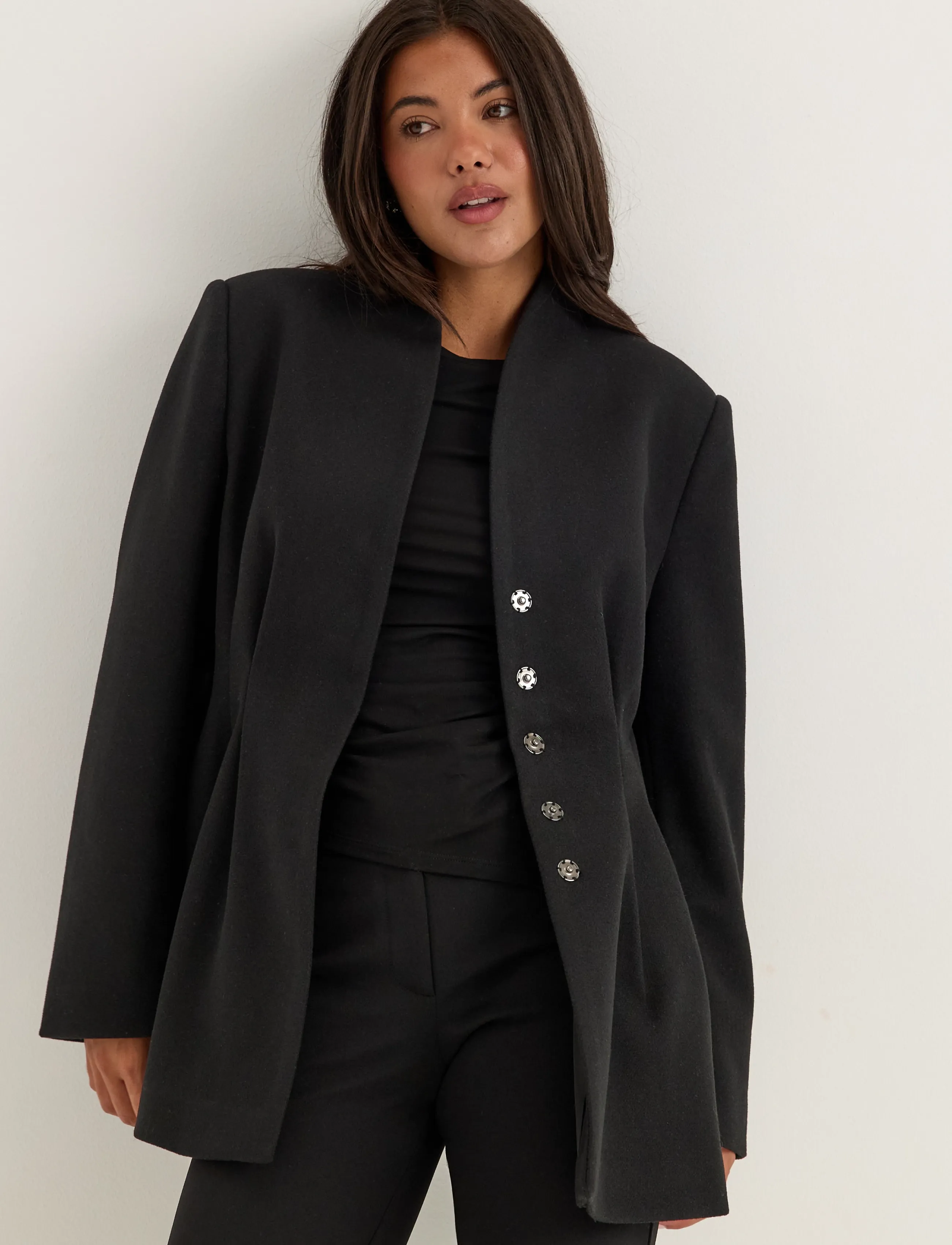 Bubbleroom Shaped Short Coat - Jackets & Coats - BLACK / black