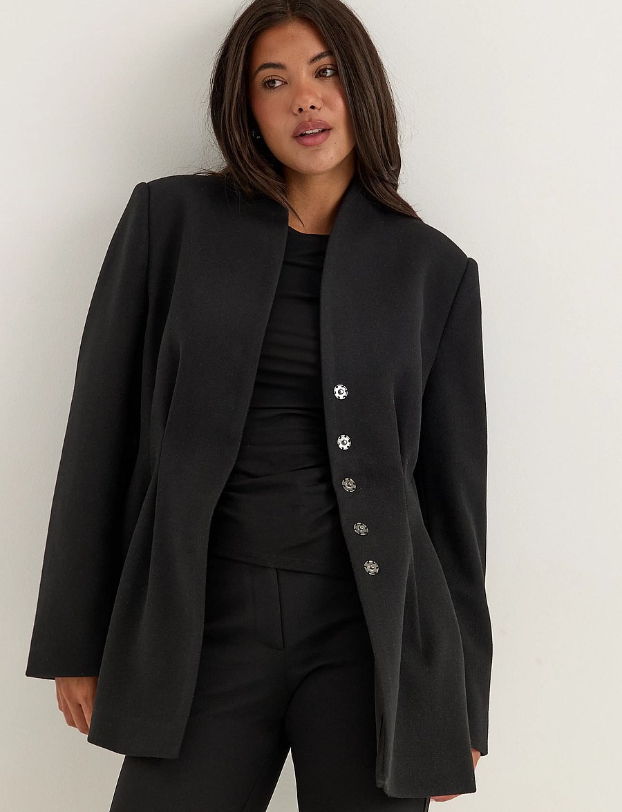 Bubbleroom - Shaped Short Coat - winter jackets - black - 0