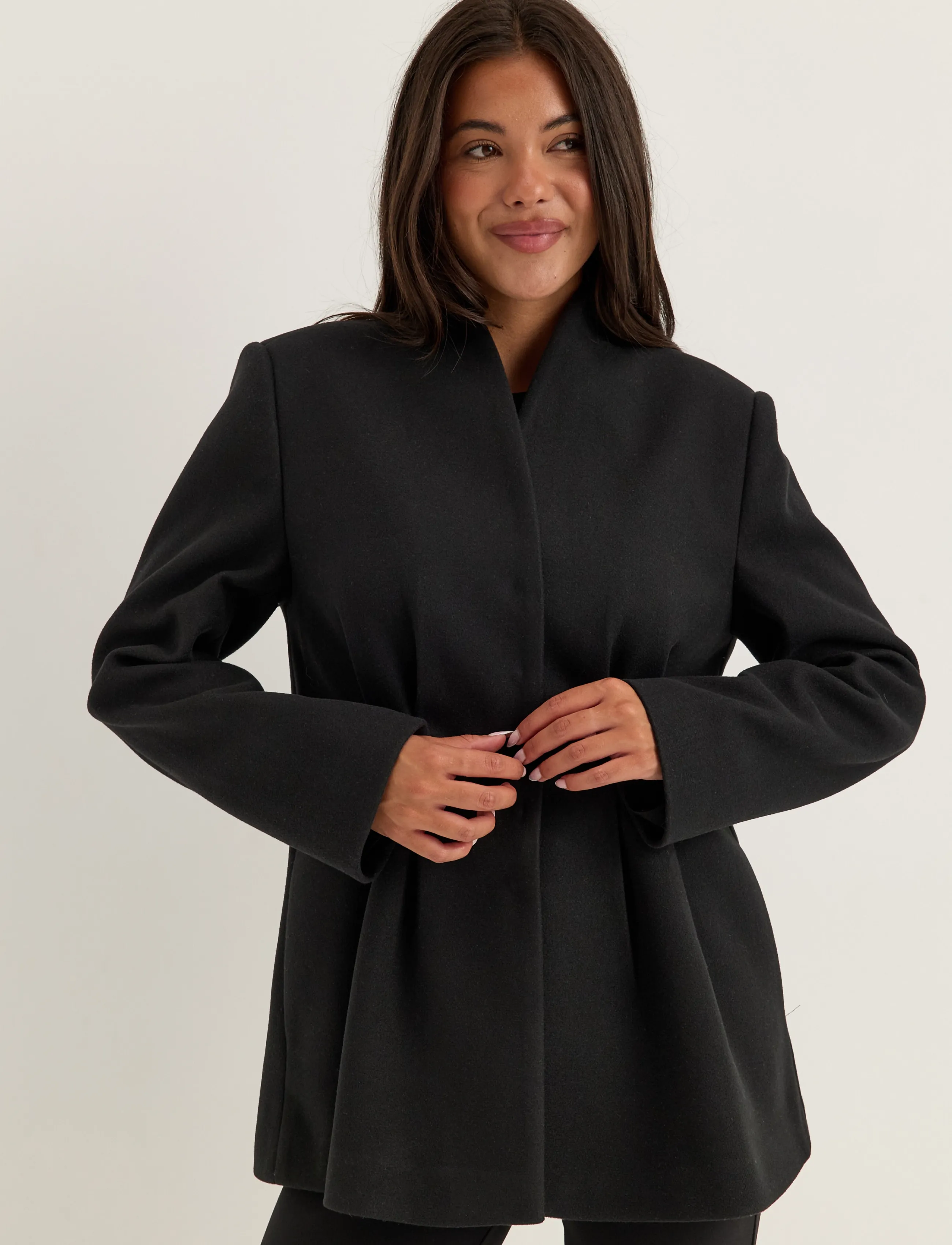 Bubbleroom - Shaped Short Coat - winter jackets - black - 4