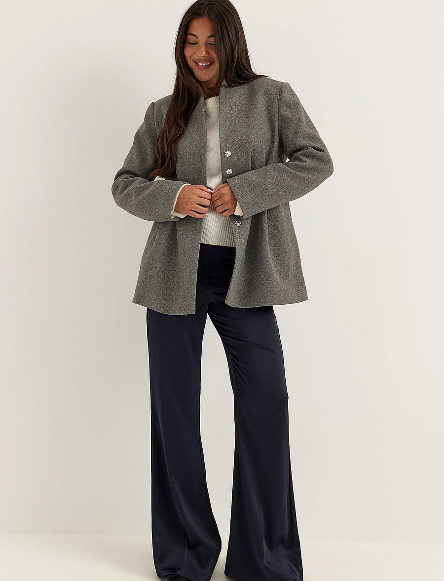 Bubbleroom - Shaped Short Coat - talvejoped - grey melange - 0