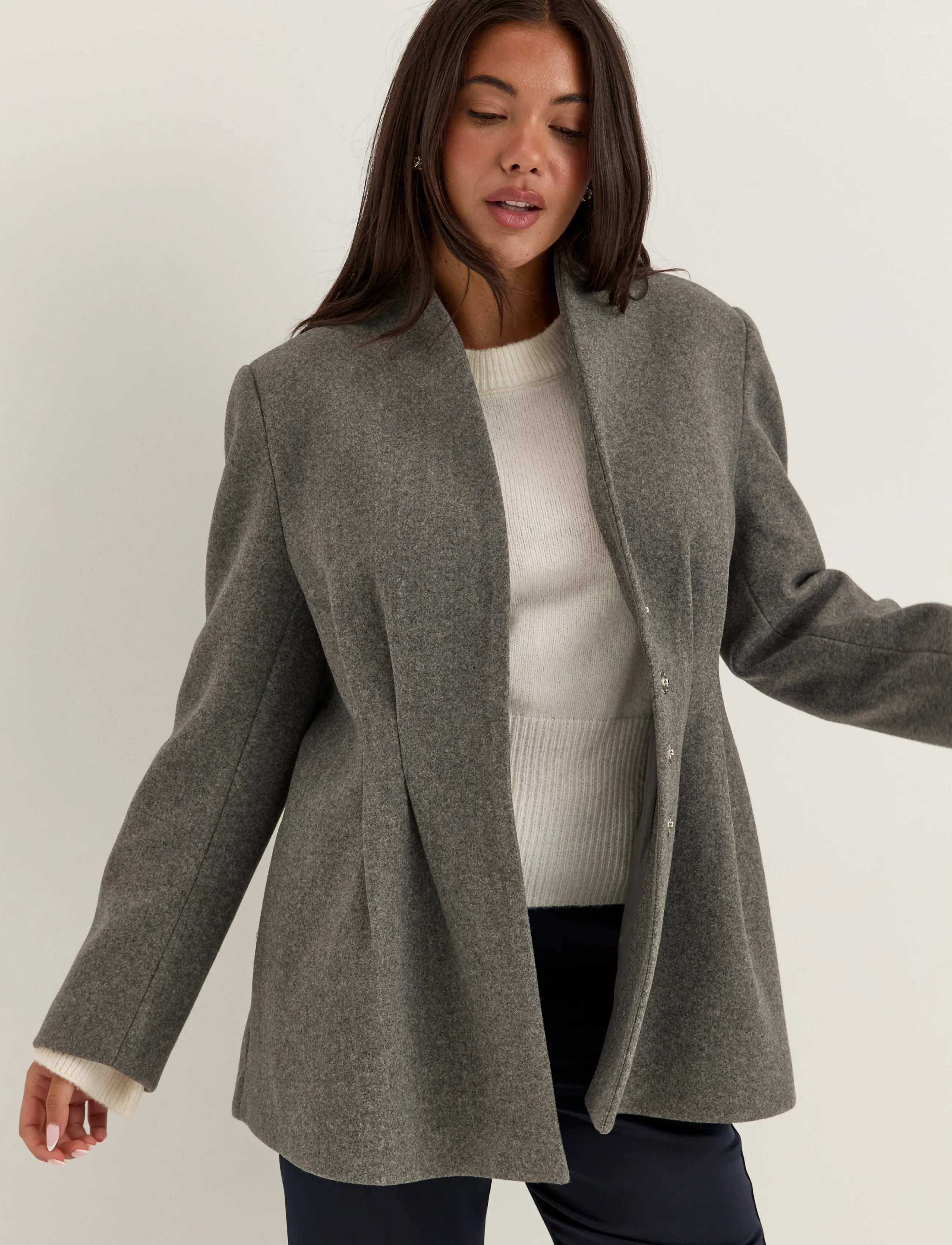 Bubbleroom - Shaped Short Coat - grey melange - 3