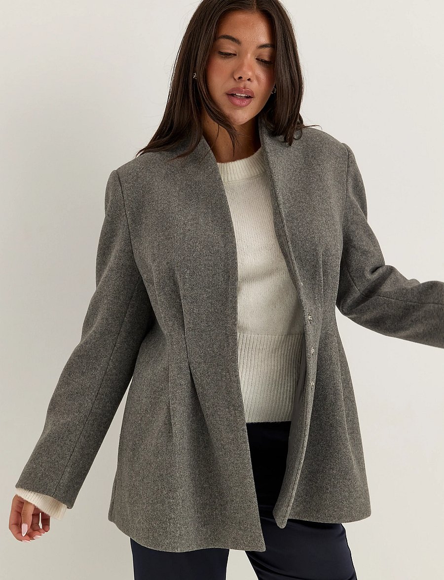 Bubbleroom - Shaped Short Coat - talvejoped - grey melange - 3