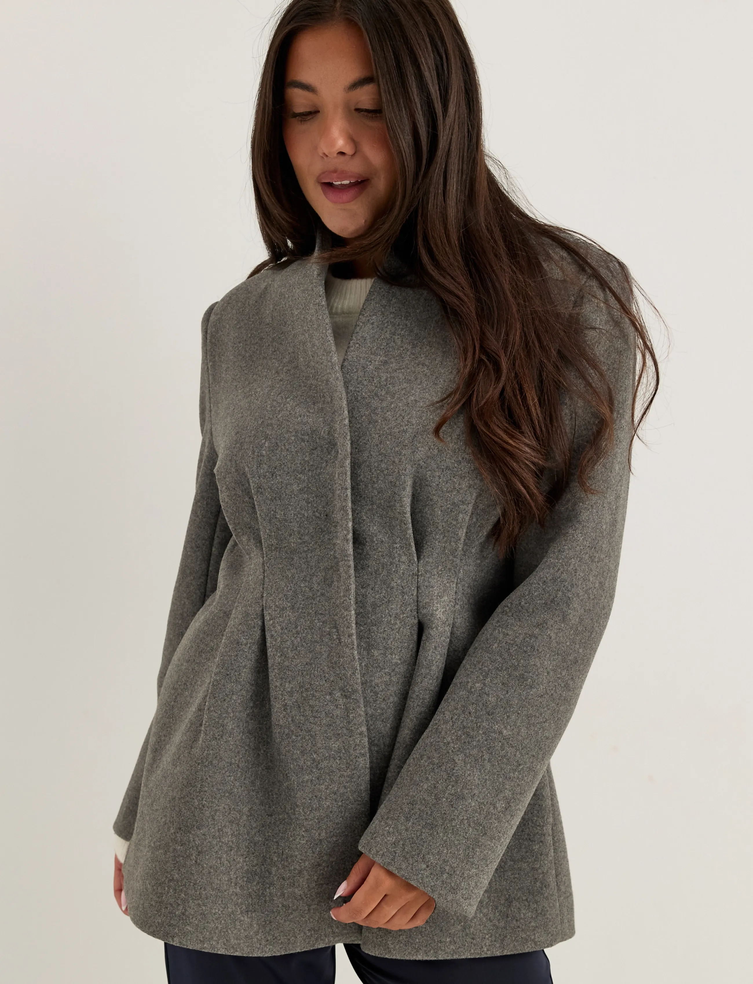 Bubbleroom - Shaped Short Coat - grey melange - 4