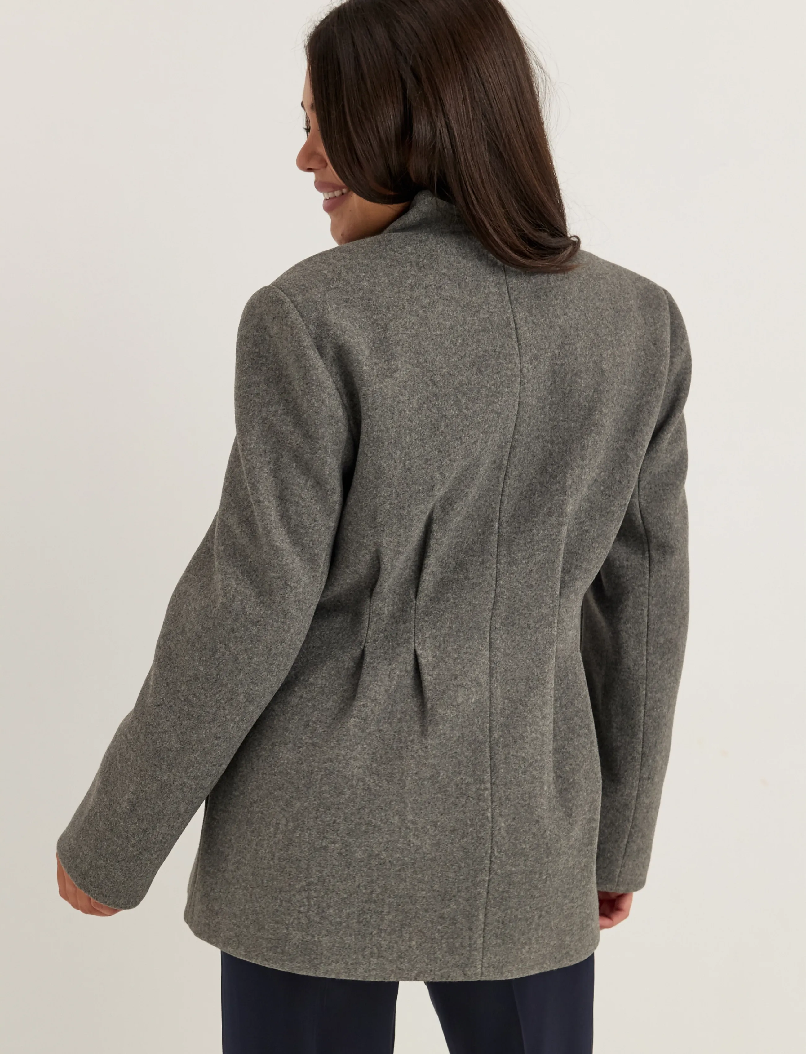 Bubbleroom - Shaped Short Coat - grey melange - 5