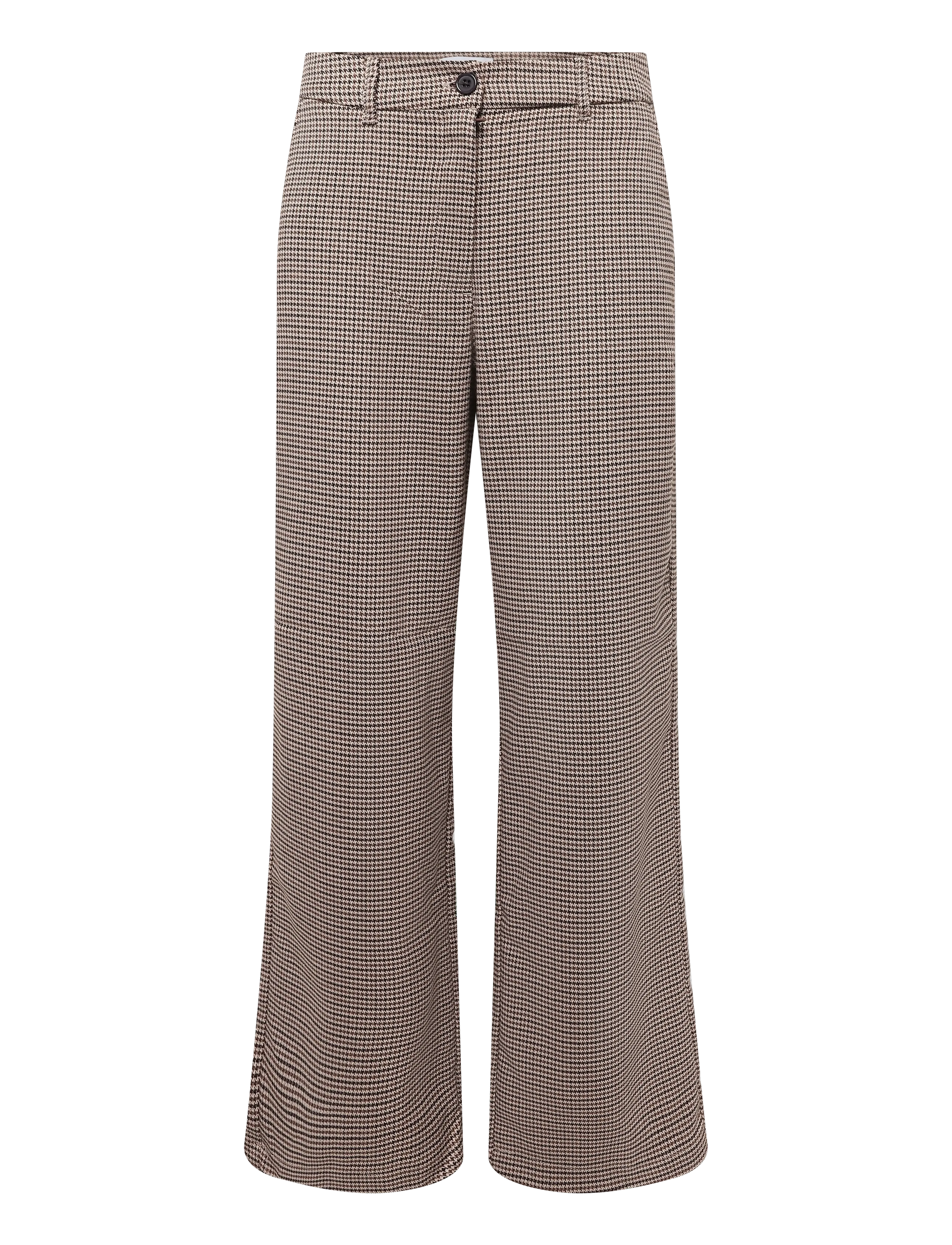 Bubbleroom - Check Mid Waist Wide Trousers - bukser med brede ben - brown/checked - 1