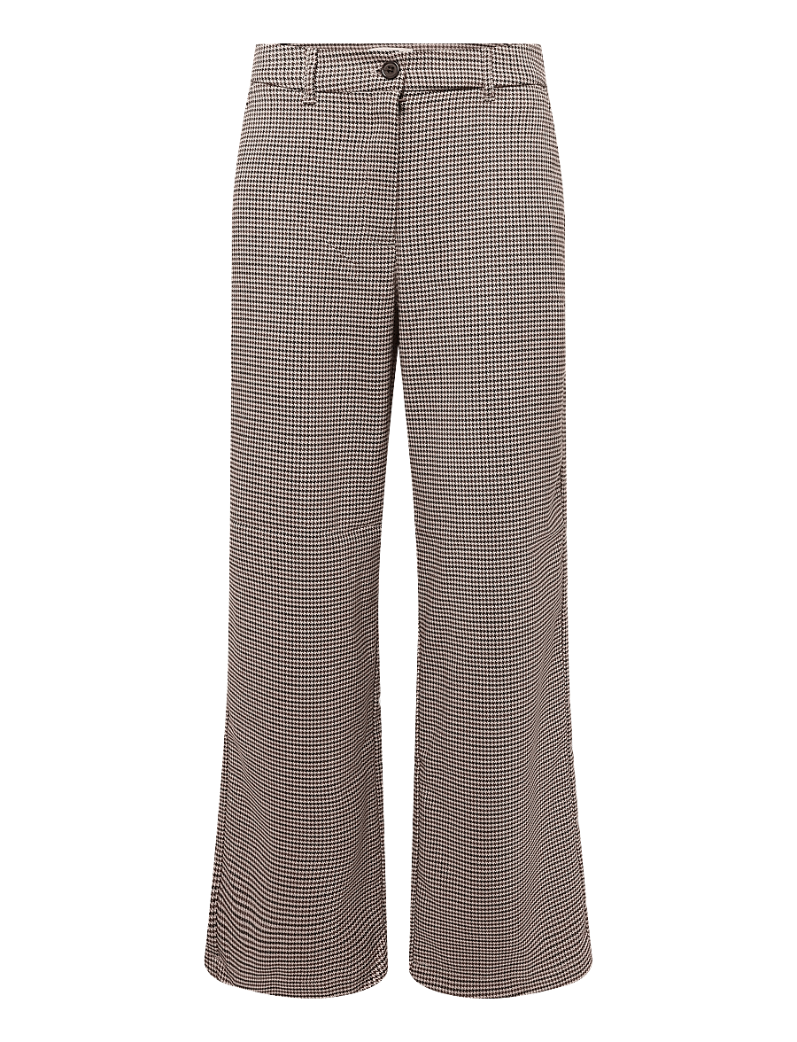 Bubbleroom - Check Mid Waist Wide Trousers - bukser med brede ben - brown/checked - 1
