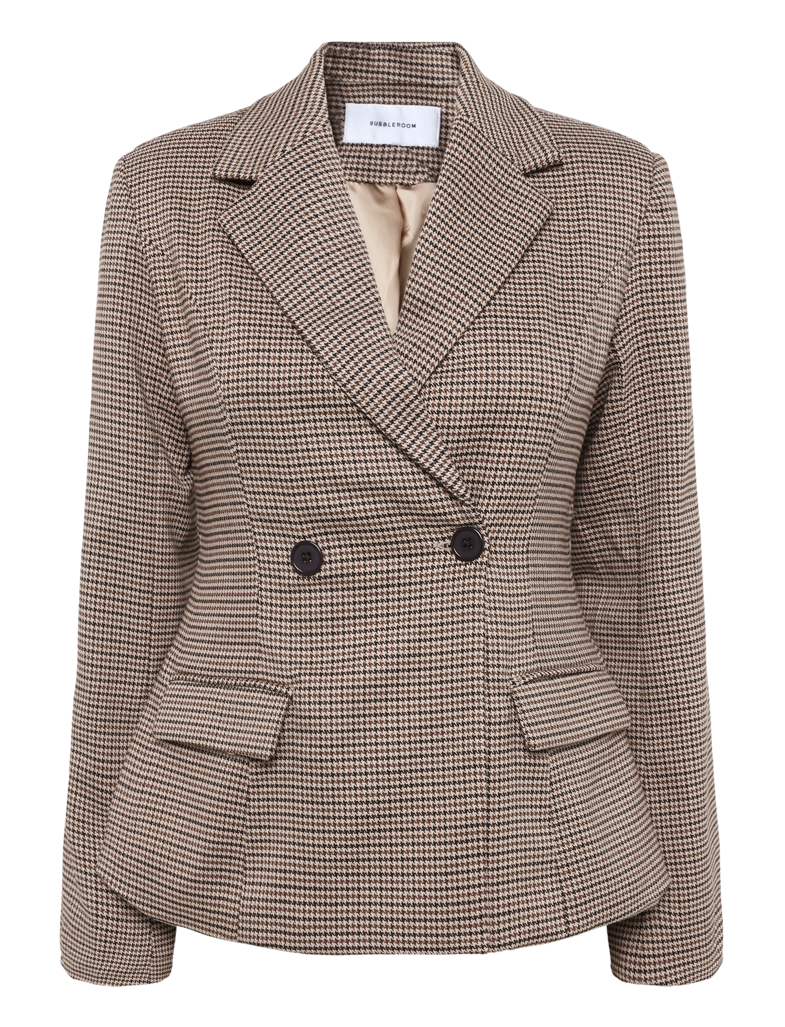 Bubbleroom Shaped Blazer - Tøj - BROWN/CHECKED / brown