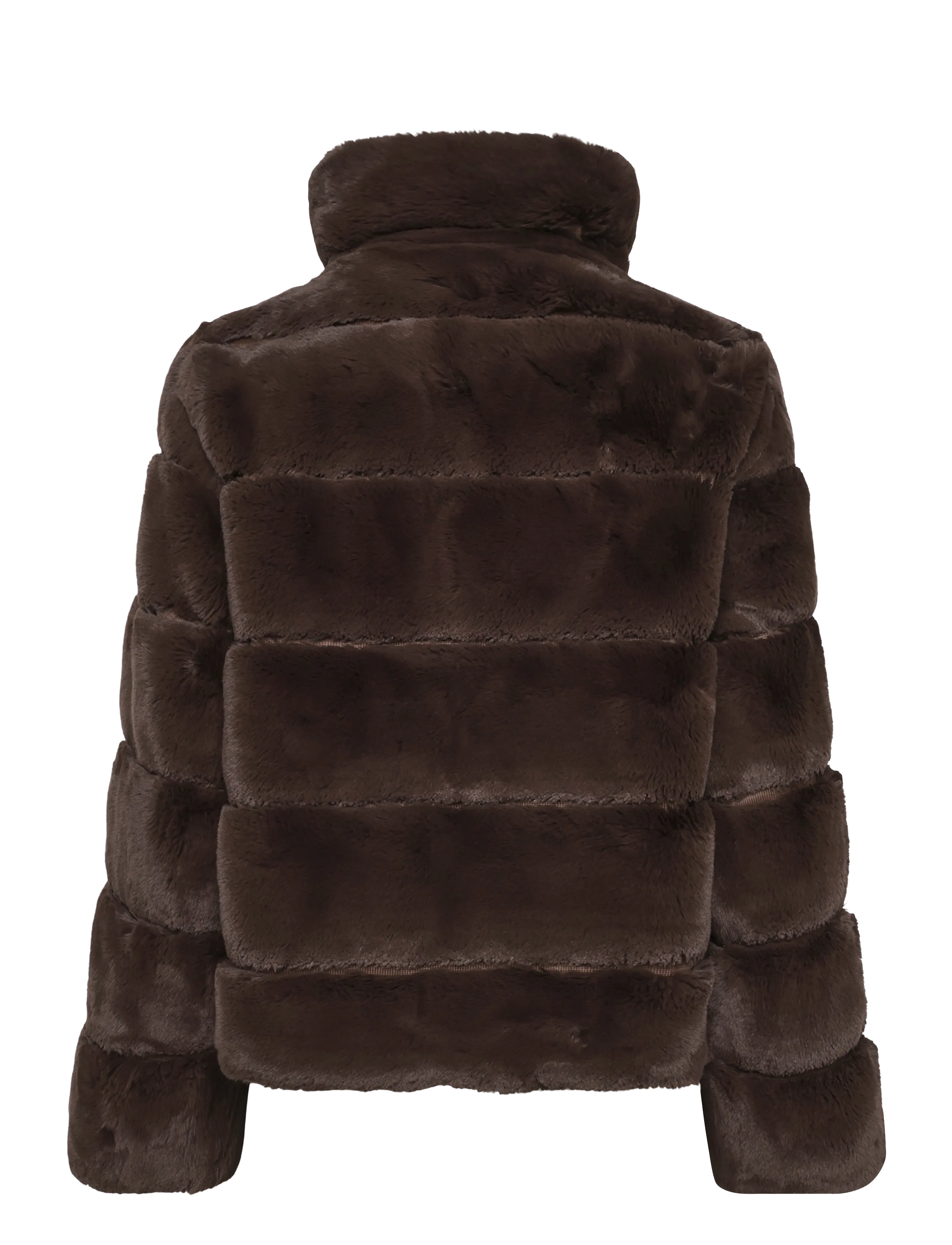 Bubbleroom - Faux fur High Collar Coat - brown - 2