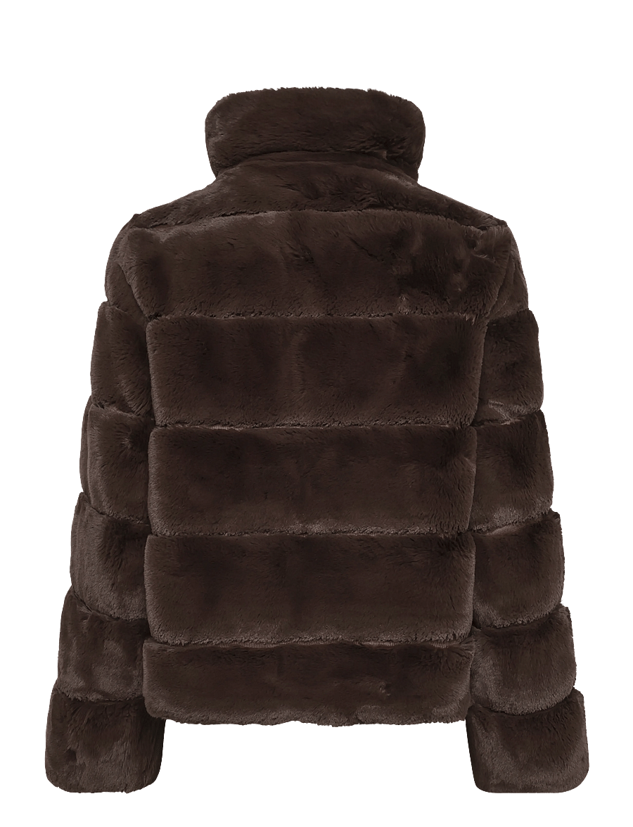 Bubbleroom - Faux fur High Collar Coat - kunstkarusnahk - brown - 2
