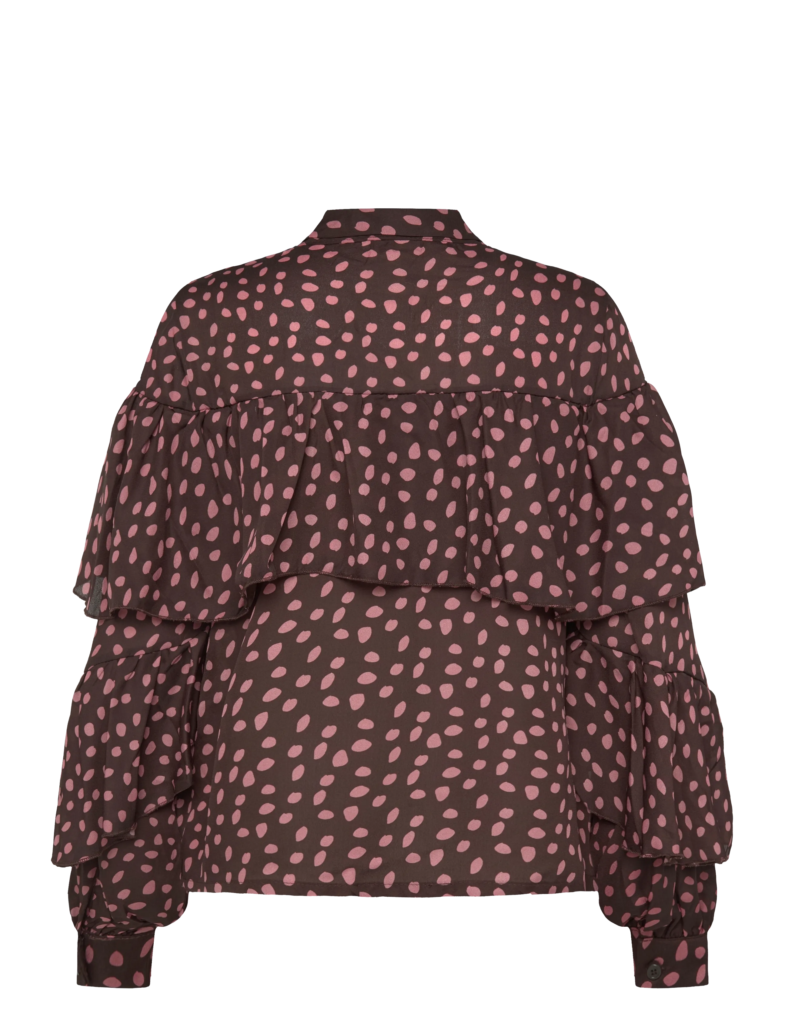 Bubbleroom - Flounce Tie Blouse - dark brown/patterned - 2